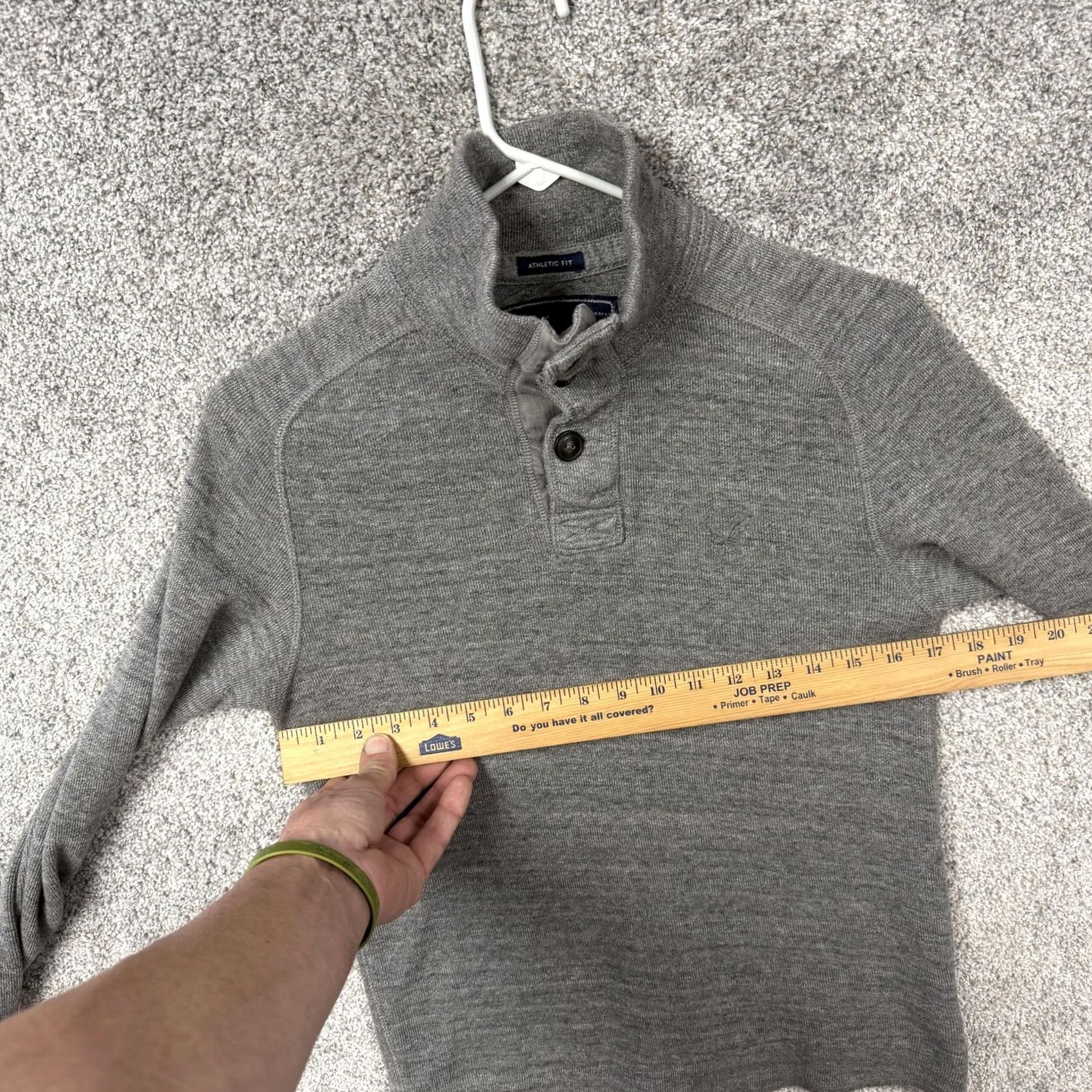 American Eagle Outfitters American Eagle Outfitters Sweater Men XS Gray Athletic Mock Neck Henley Knit Size US XS / EU 42 / 0 - 4 Thumbnail