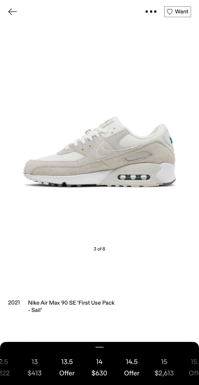 Nike Nike Air max 90 SE “First Use Pack - Sail” Size US 14 / EU 47 - 9 Thumbnail
