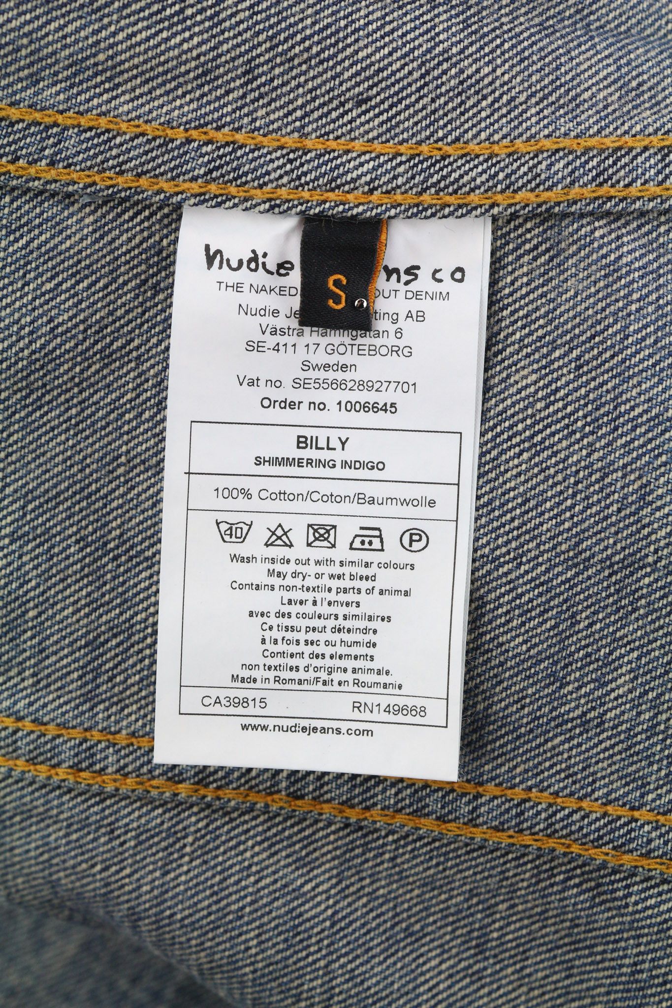 Nudie Jeans BILLY S Shimmering Indigo Denim Polo Logo Jacket 82491 Size US S / EU 44-46 / 1 - 7 Thumbnail
