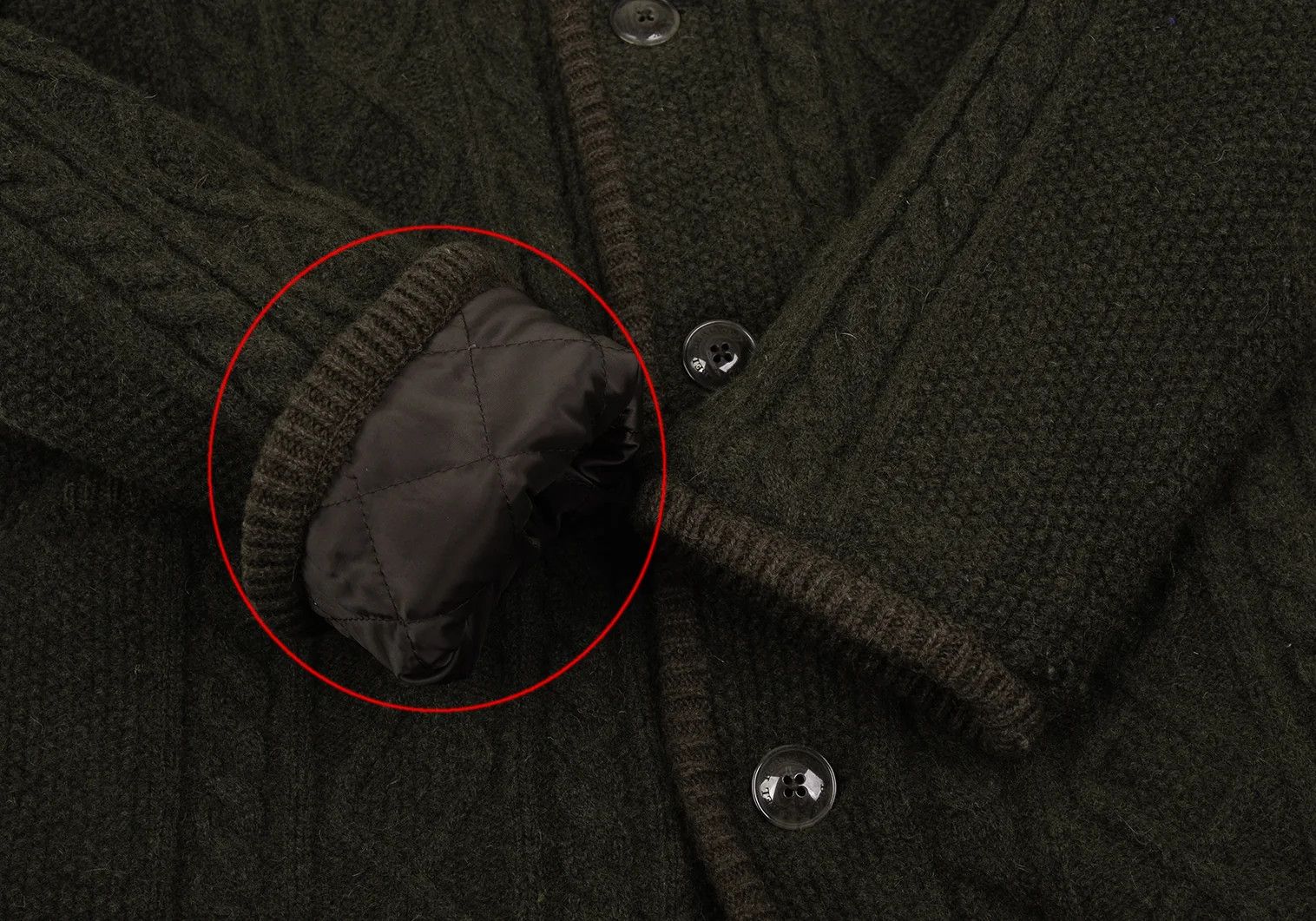 Burberry Quilted Lined Hooded Cable Knit Jacket in Khaki Brown Size US M / EU 48-50 / 2 - 7 Thumbnail
