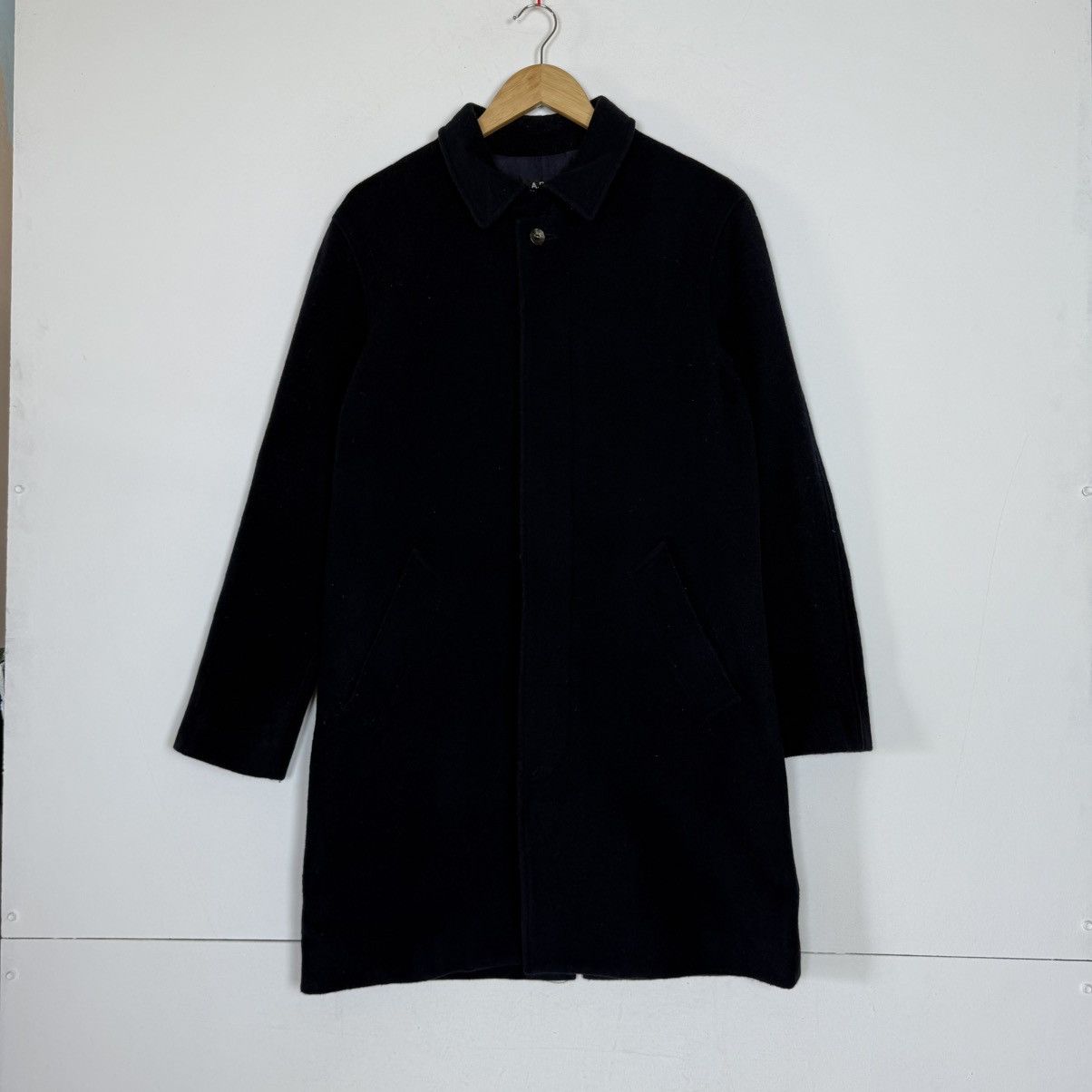 A.P.C. A.P.C. Rue Madame Paris Wool Mac Coat Navy Size US XS / EU 42 / 0 - 1 Thumbnail