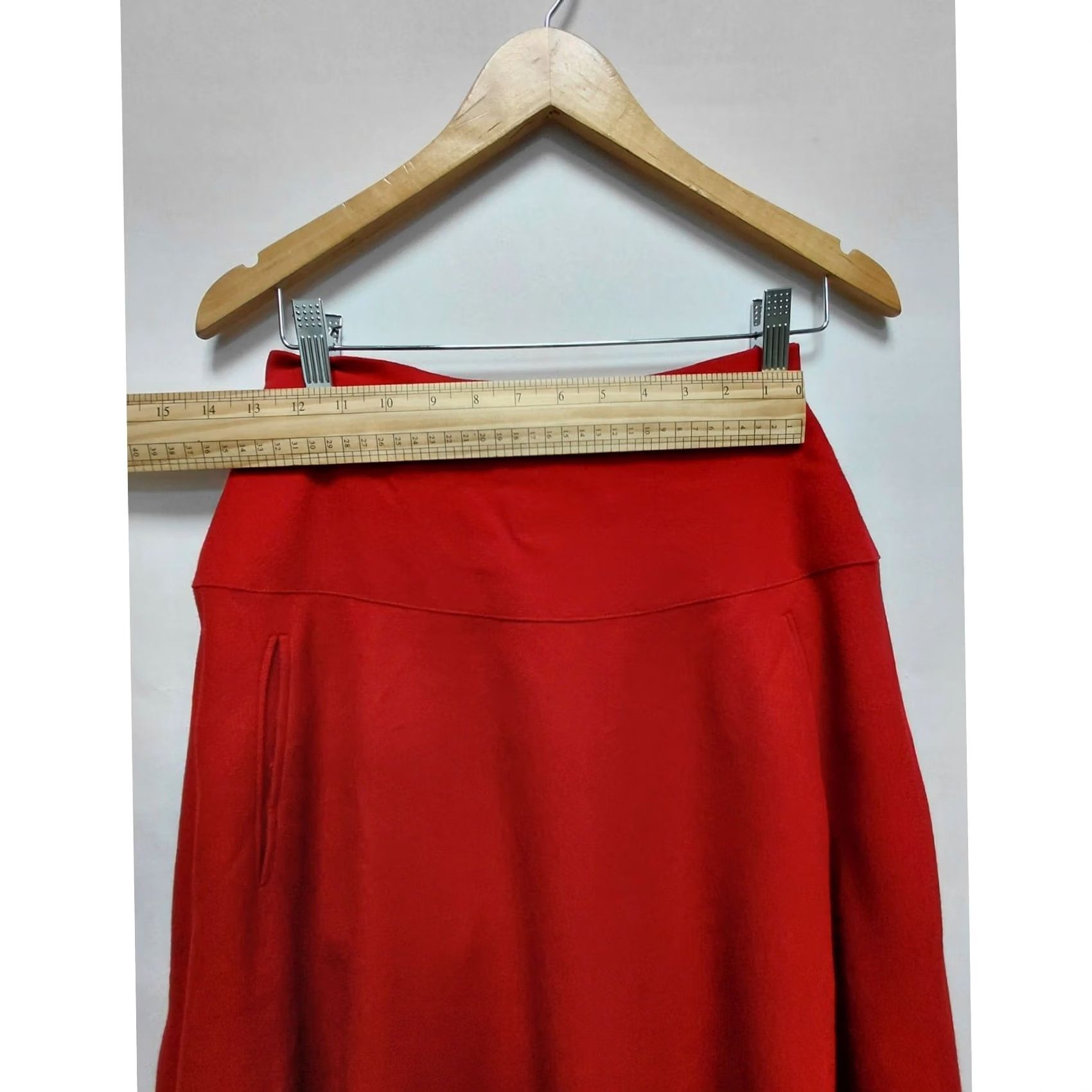 Missoni VINTAGE Missoni Donna Skirt Wool Red Women Midi A-Line Dry Clean Only, Made in Italy, Regular, Size M, Solid, Casual Party/Cocktail, Knee-Length Size 32" / US 10 / IT 46 - 6 Thumbnail