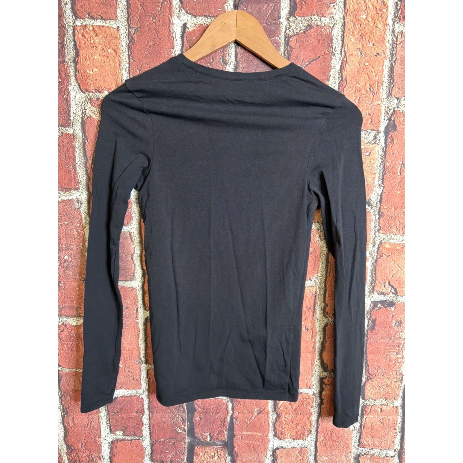 Vintage Pact Shirt Women's XS Black Round Neck Long Sleeve Cotton Elastine Stretch Basic Vintage: No Size XS / US 0-2 / IT 36-38 - 3 Thumbnail