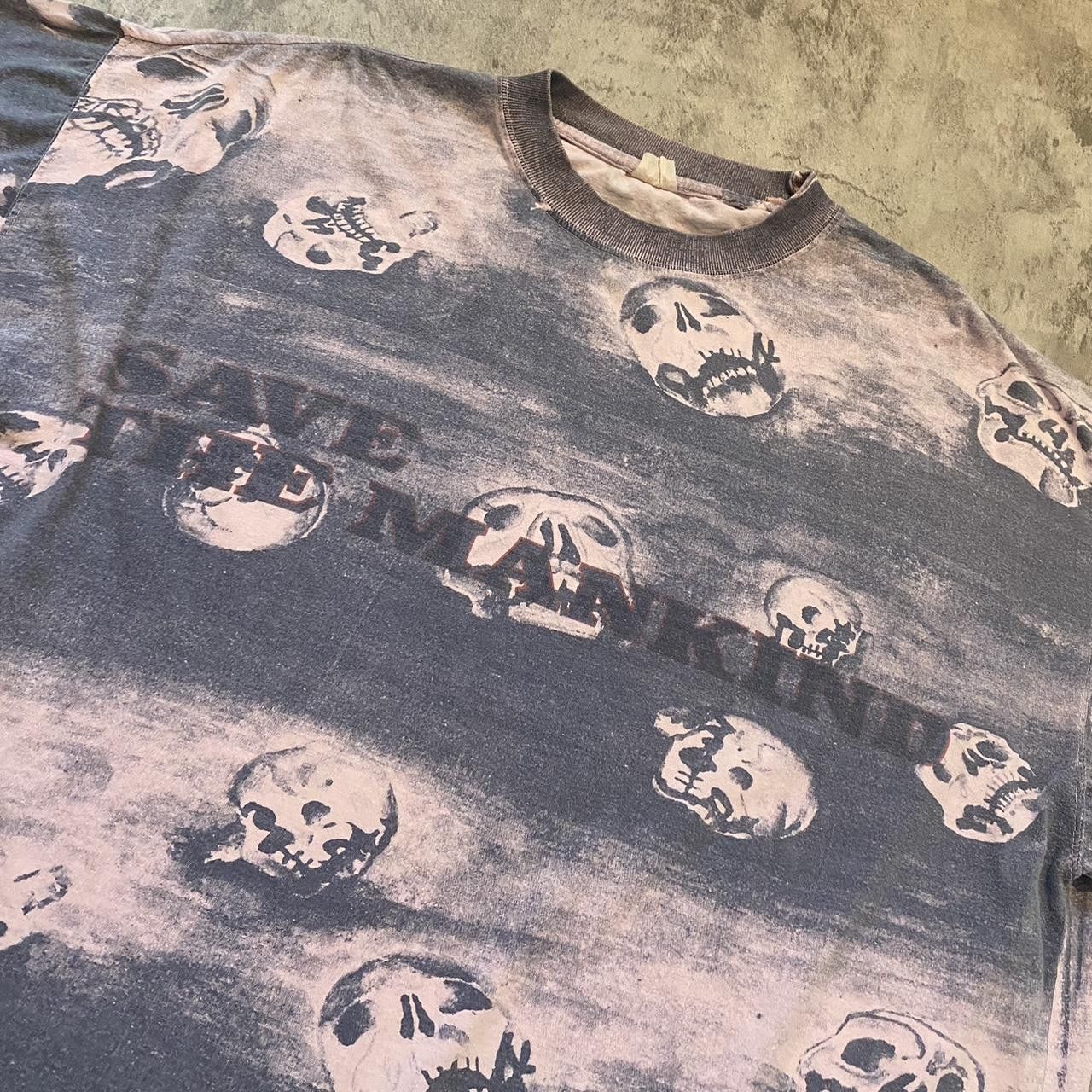 Other 90s Vintage Save the mankind Grey and black skulls Size US L / EU 52-54 / 3 - 3 Thumbnail