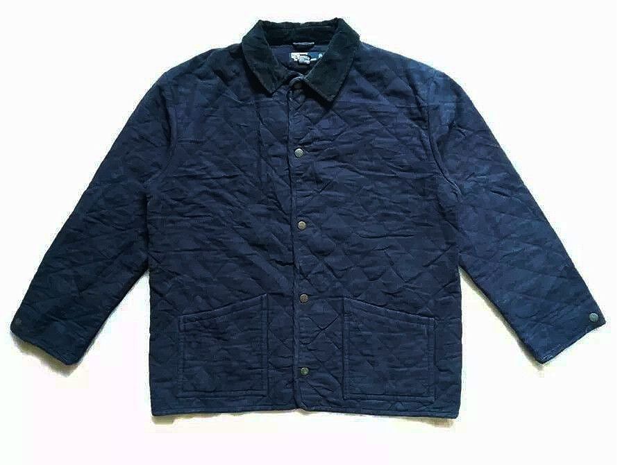 image of VTG OG 90's Polo Ralph Laurent Diamond Quilted Jacket in Dark Blue, Men's (Size Large)