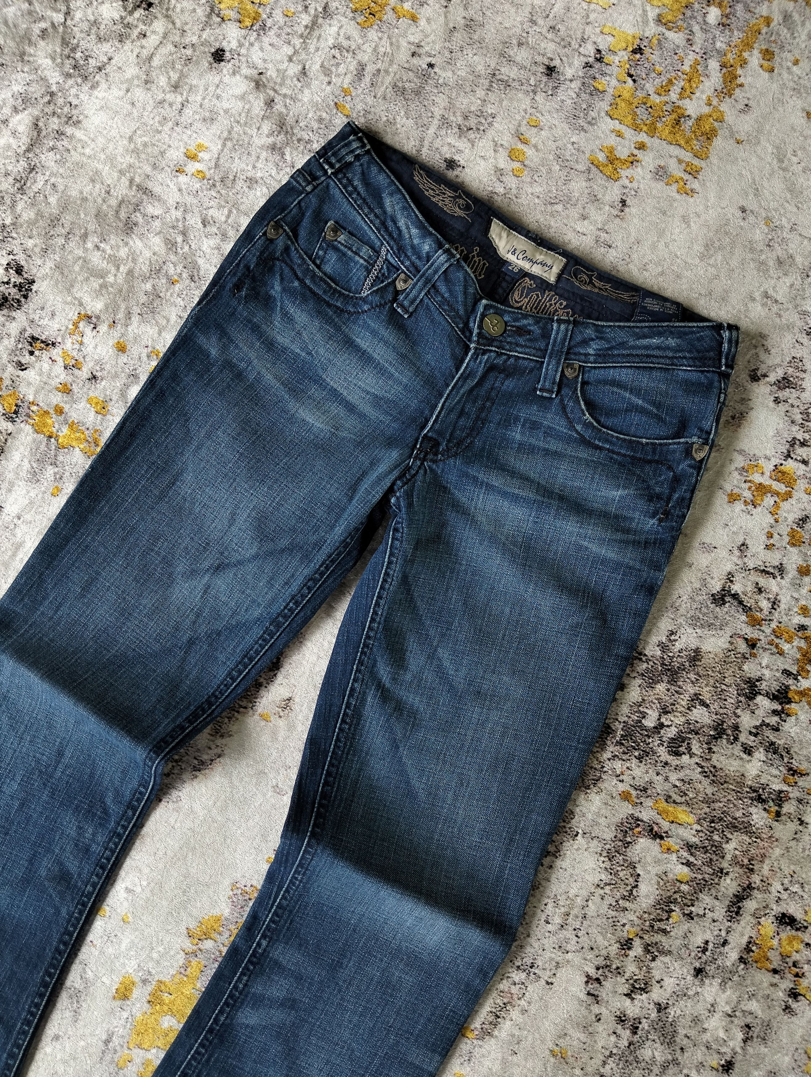 Tornado Mart J&Company Flared Bootcut Skull Embroidered Low Rise Jeans Size 26" / US 2 / IT 38 - 7 Thumbnail