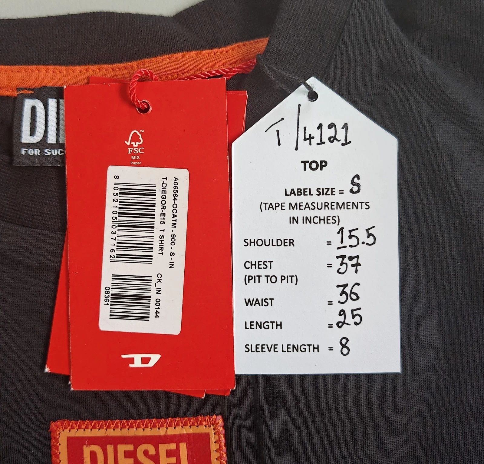 Diesel DIESEL Black T-Shirt With Logo Patch T 4121 Size US S / EU 44-46 / 1 - 5 Thumbnail