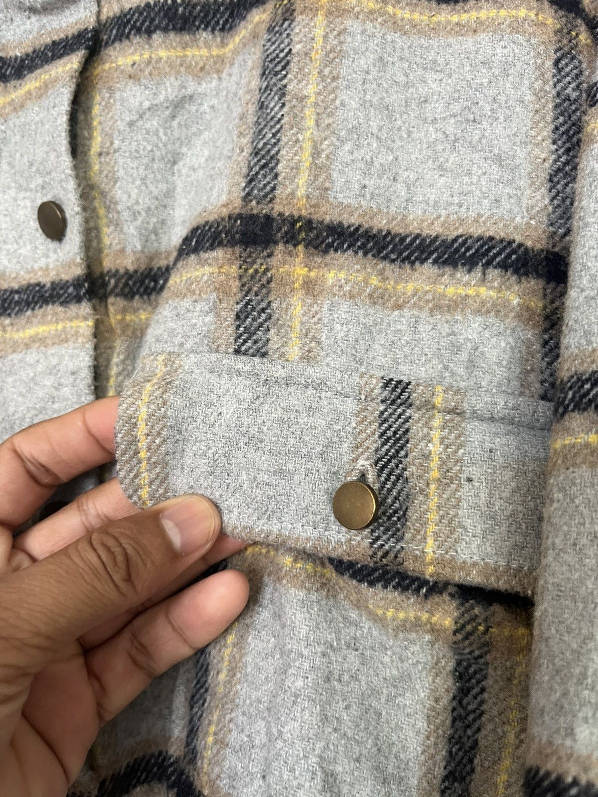 If Six Was Nine 💥Vintage 90s Lefty Button Wool Flannel Shadow Plaid Size US M / EU 48-50 / 2 - 6 Thumbnail