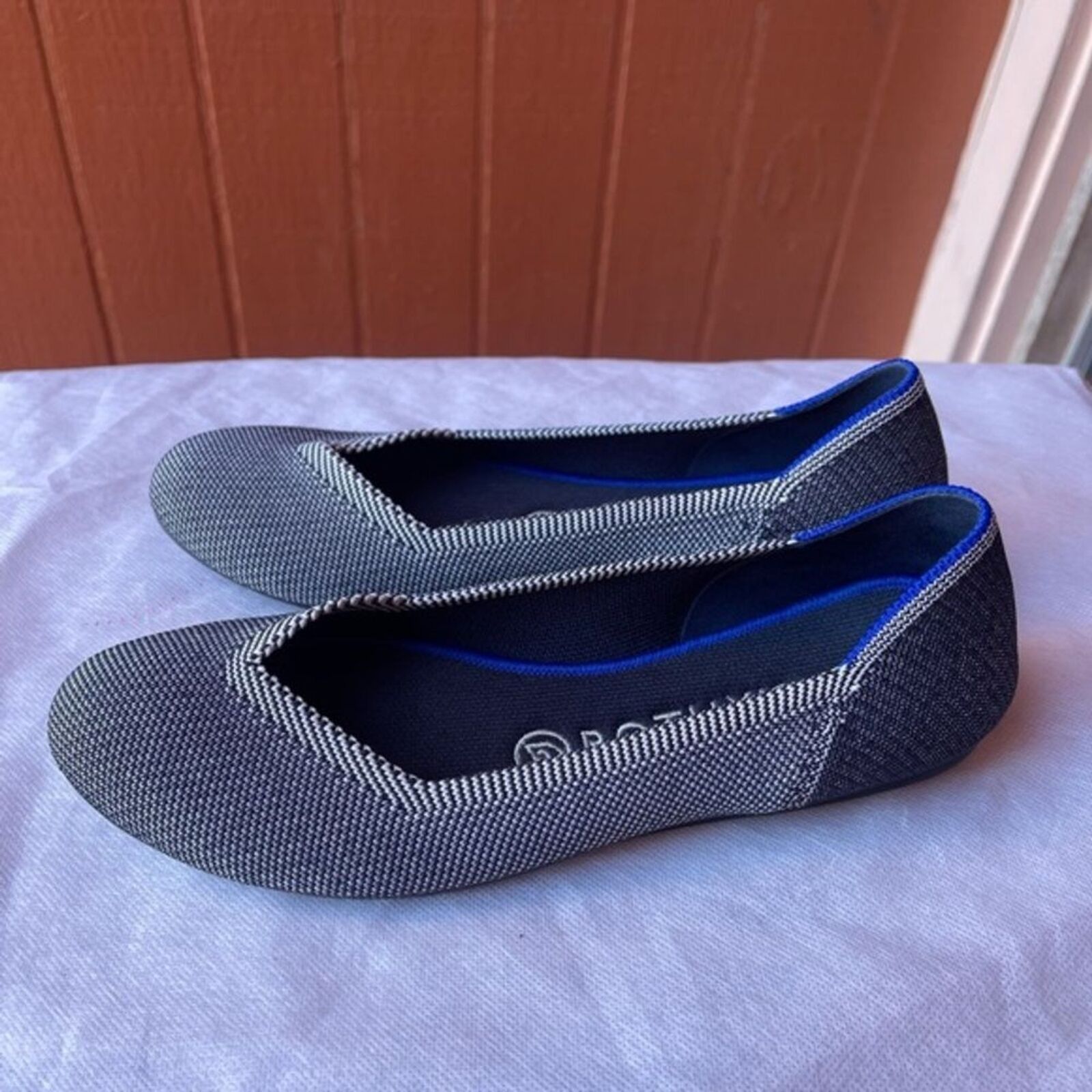 Other Rothys cloud gray bird’s eye round flat Navy print size 7.5 Size US 7.5 / IT 37.5 - 2 Thumbnail