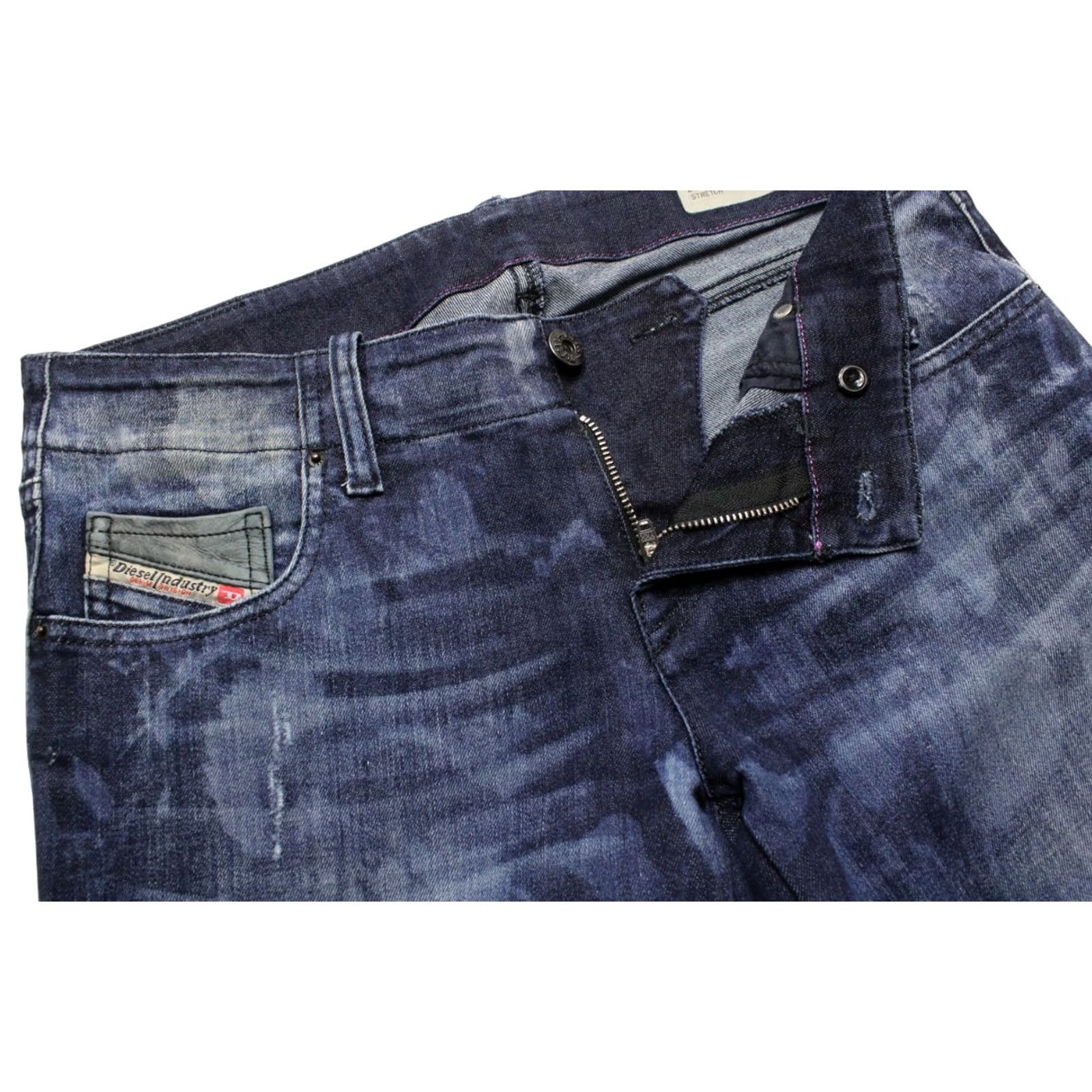 Diesel DIESEL Grupee-Zip Super Slim-Skinny Low Waist 0816Q Jeans Women's W29 L32 Ankle Blue Faded Distressed Size 29" - 4 Thumbnail