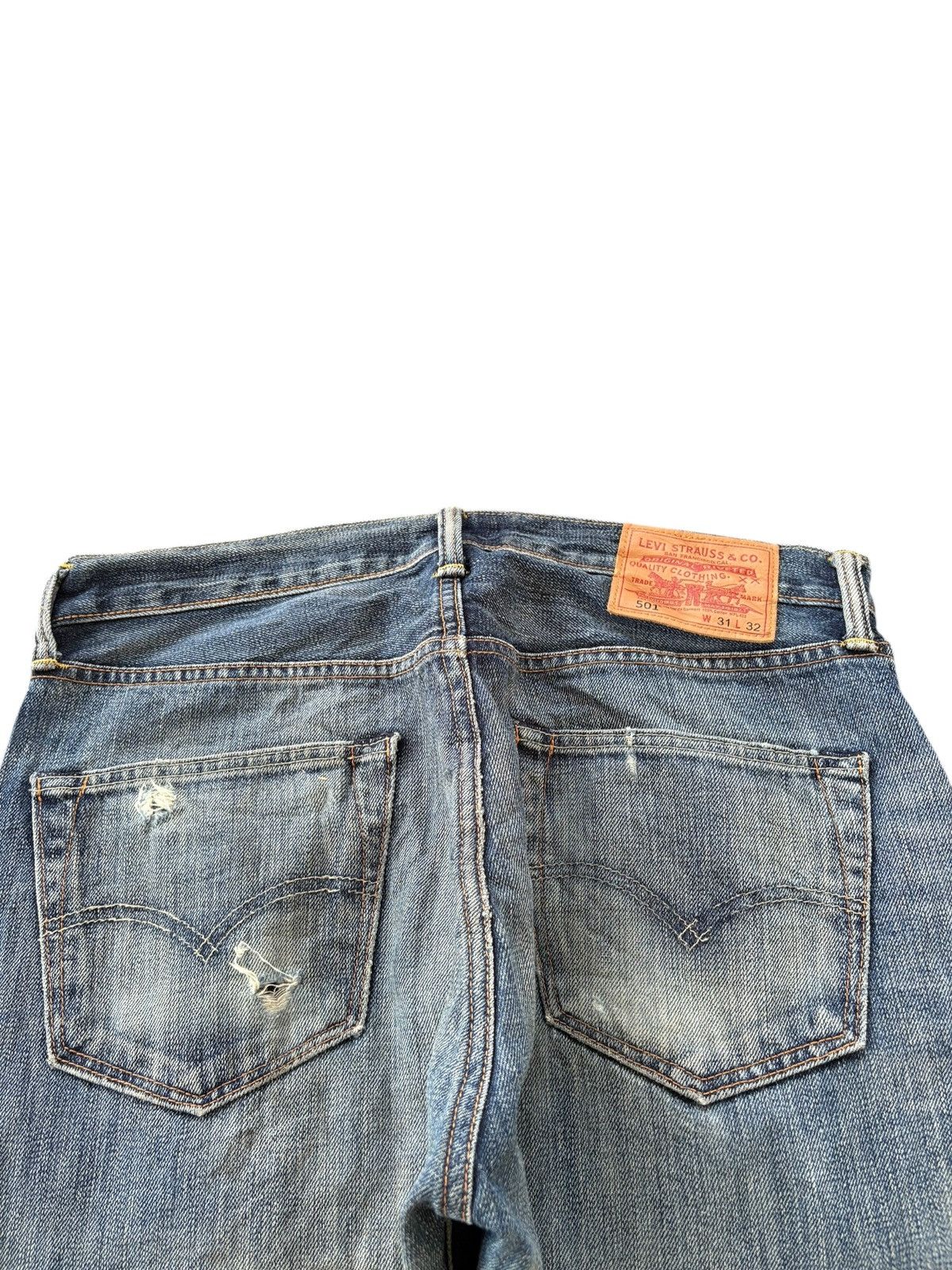 Levi's Y2K Levis 501 Mud Wash Distress Loose Jeans Size US 33 - 7 Thumbnail