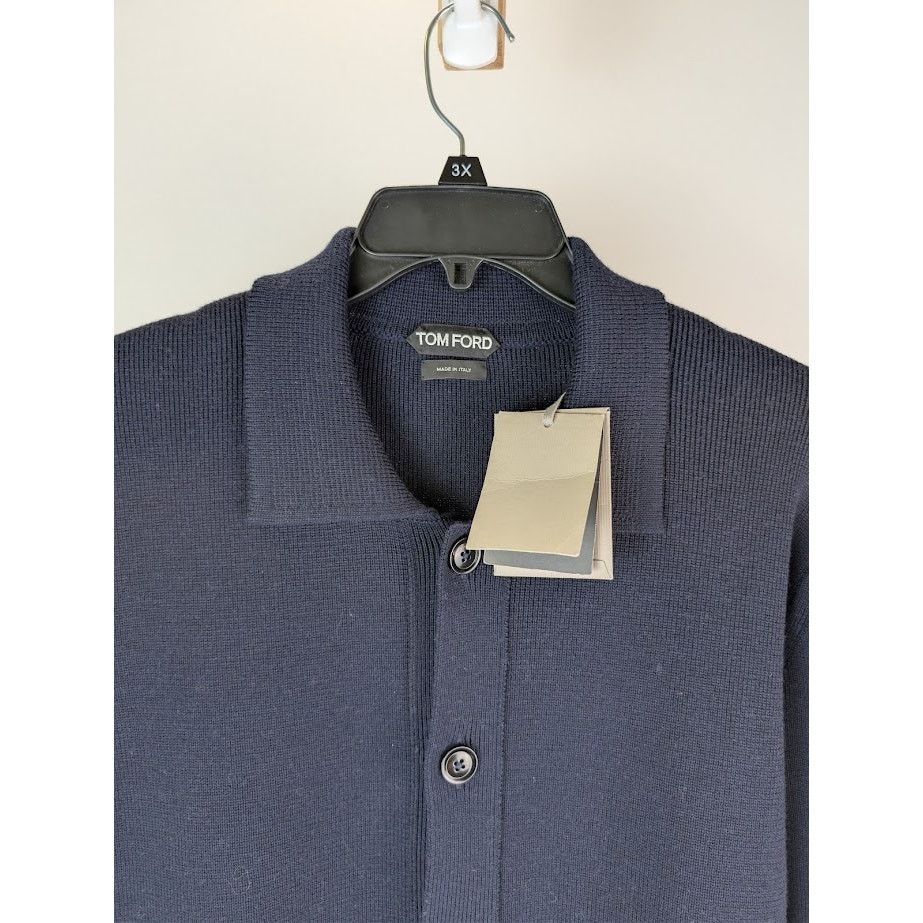 Tom Ford o1rshd1 Knitwear Button Sweater in Navy Size US L / EU 52-54 / 3 - 7 Thumbnail