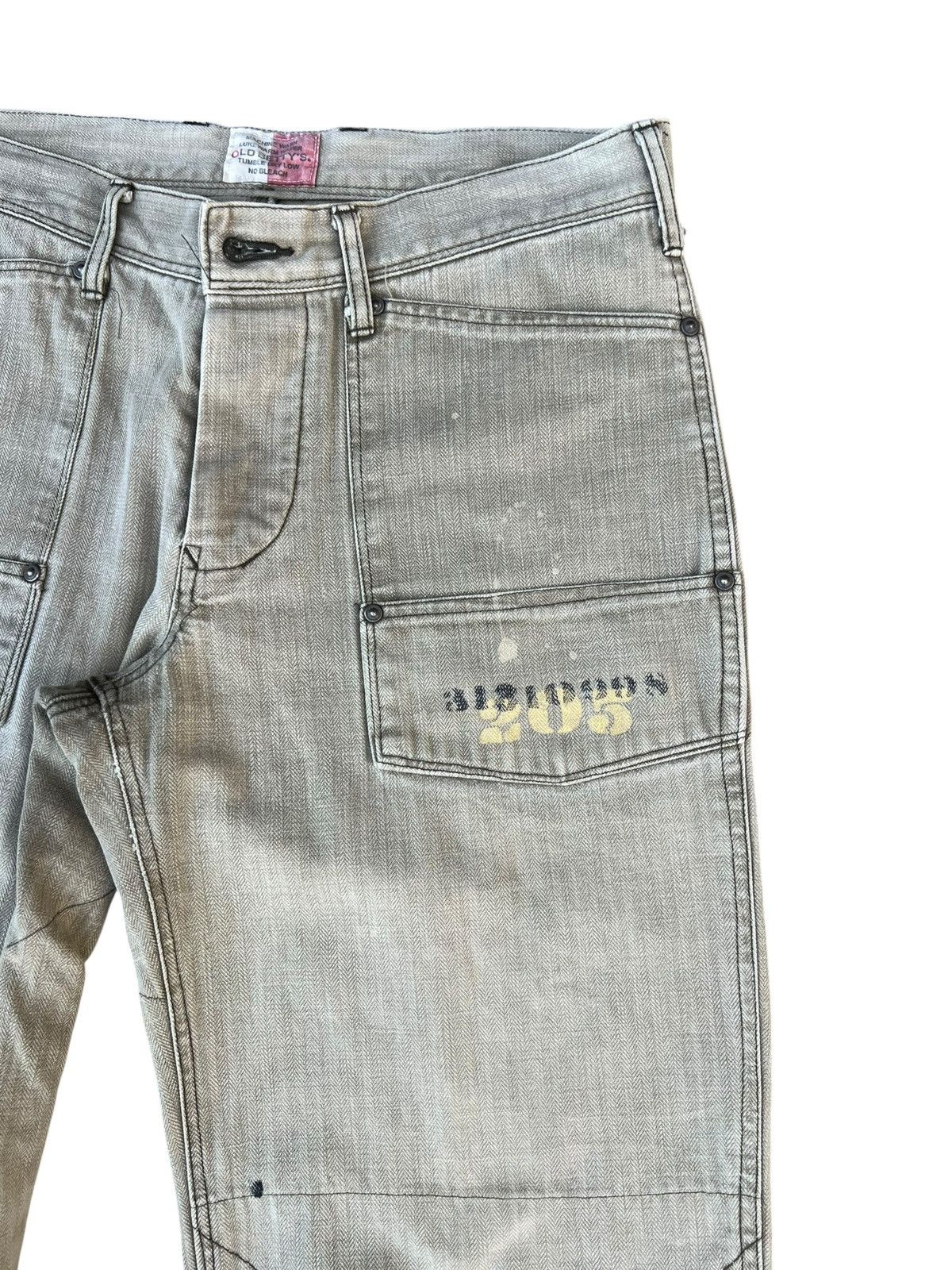 Vintage Old Betty’s Japan Fade Olive Green HBT Striped Cargo Trouser Size US 30 / EU 46 - 10 Thumbnail