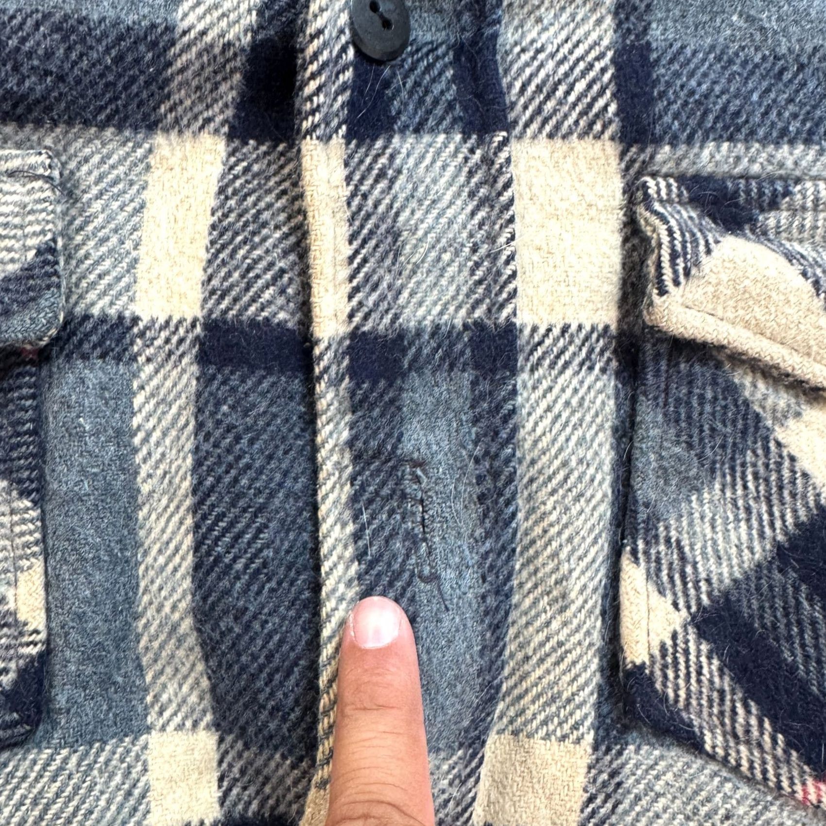 Sears VINTAGE Sears Men's L Reg Wool Coat Jacket Shacket Plaid Button Casual Work Outerwear Size US L / EU 52-54 / 3 - 6 Thumbnail