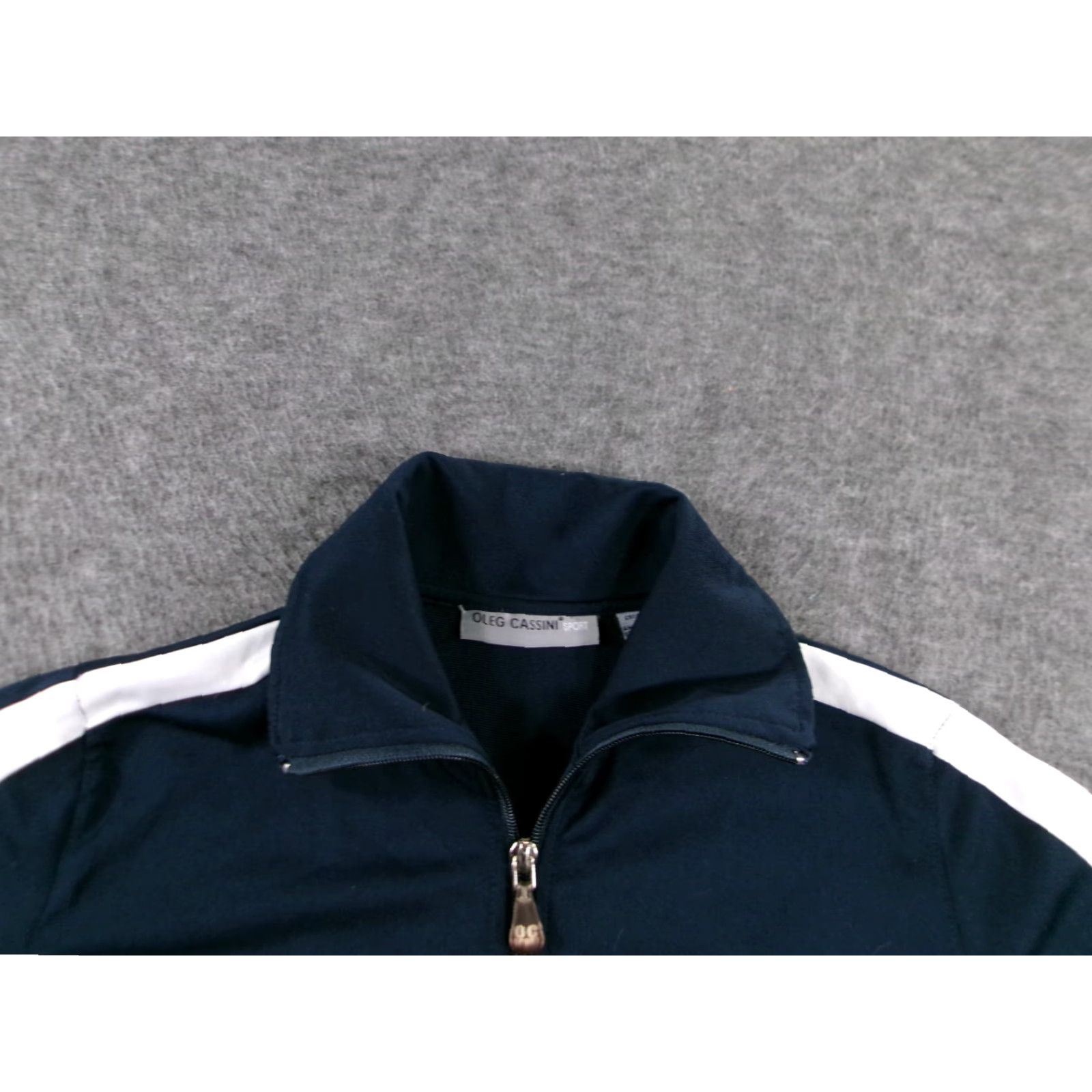 Oleg Cassini VINTAGE Oleg Cassini Sport Jacket Womens Small Navy Blue Track Running Workout Gym Size S / US 4 / IT 40 - 2 Thumbnail