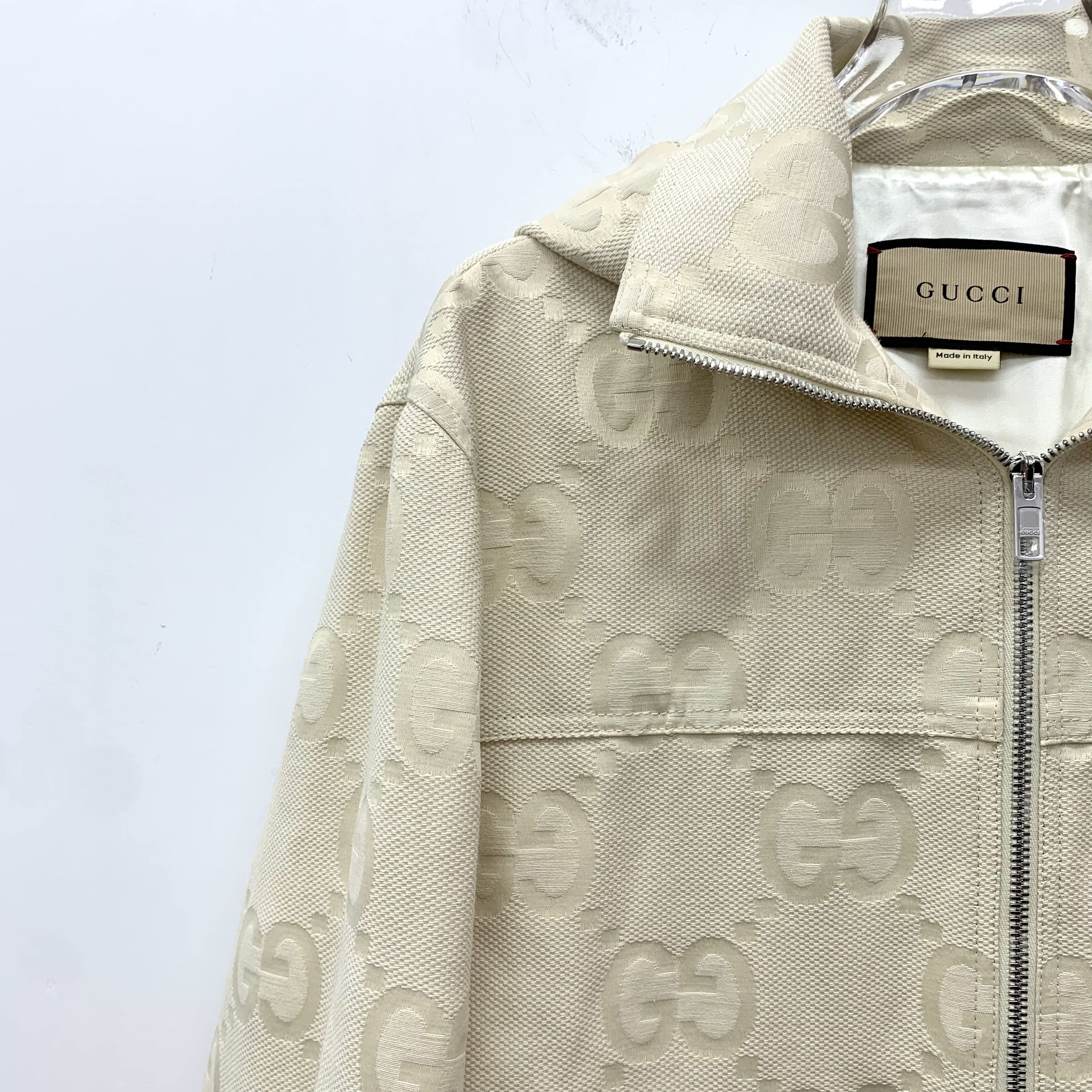 Gucci Gucci Beige Logo Jacquard Zip-Up Hoodie (Size XS) Size XS / US 0-2 / IT 36-38 - 6 Thumbnail