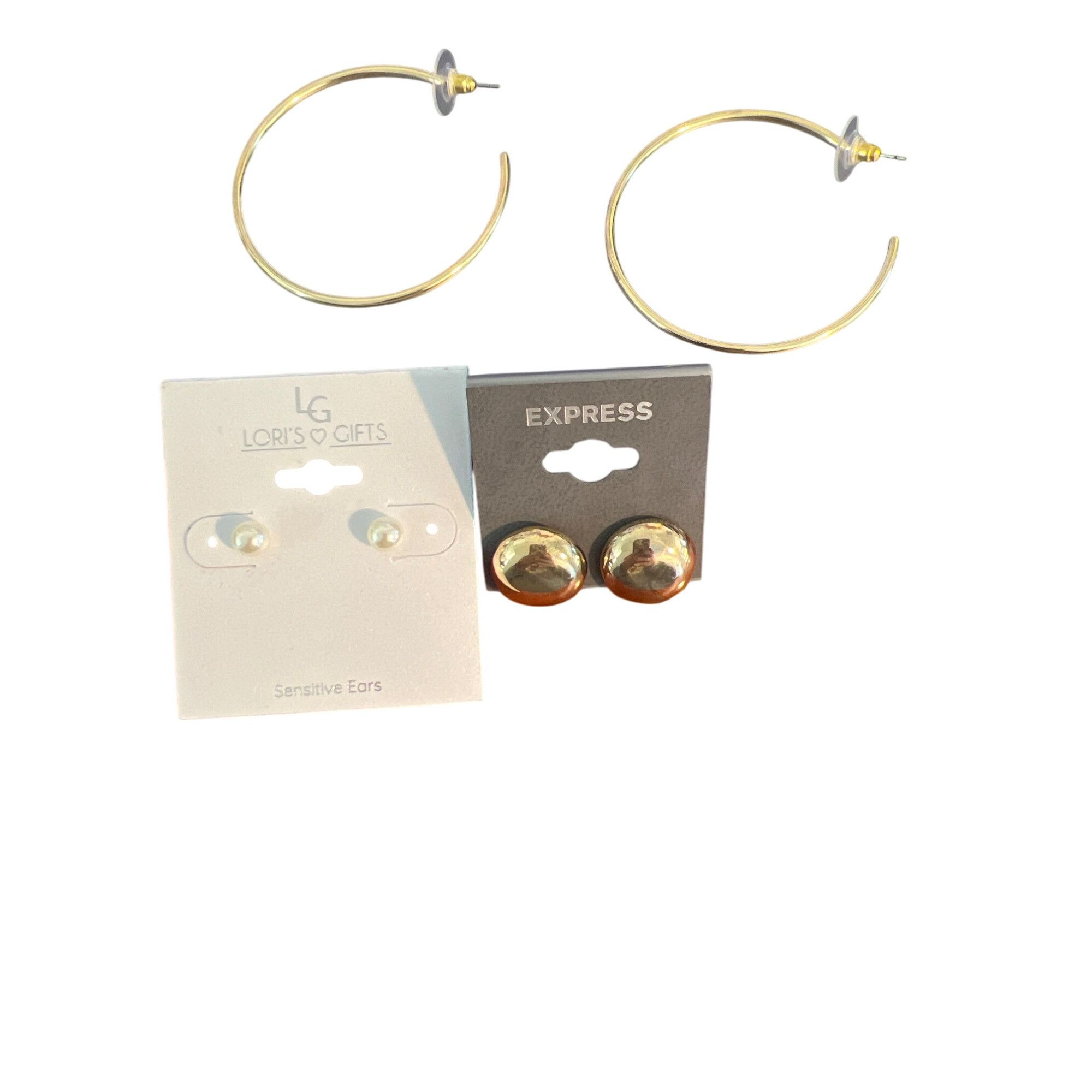 Other 3 New Pair Earrings Lori's Gifts Express Gold Tone Faux Pear Size ONE SIZE - 1 Thumbnail