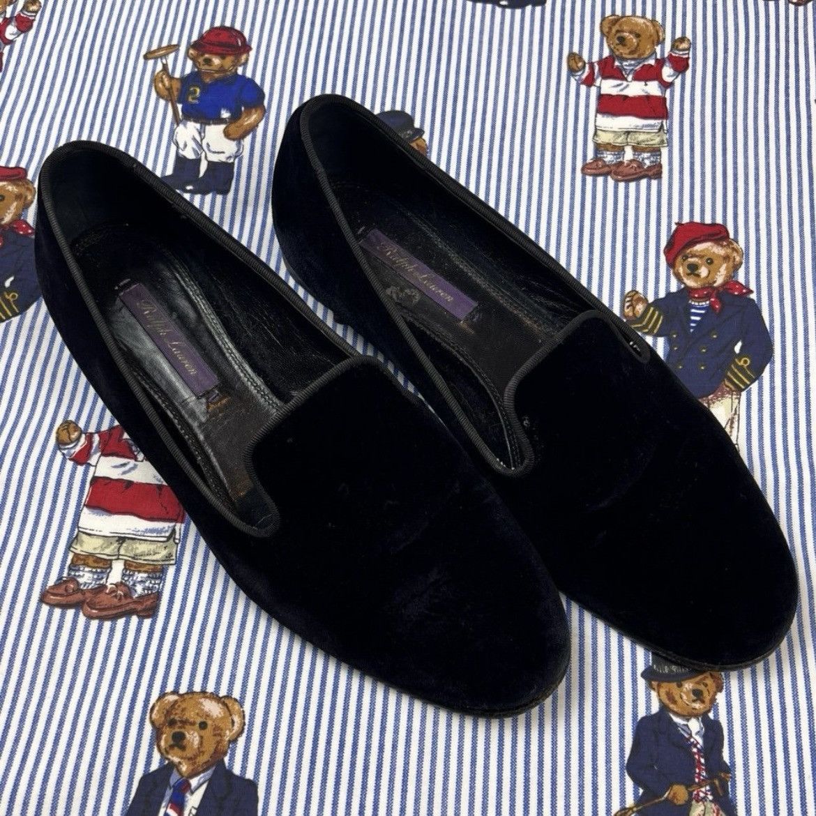 Ralph Lauren Purple Label Women s Purple Lable Ralph Lauren Black Velvet Suede Loafers Grailed