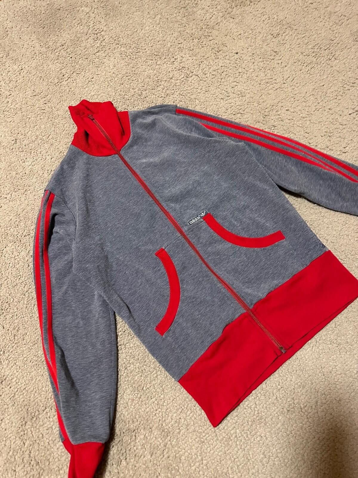 Adidas Vintage 70s Adidas Grey / Red Track Jacket Sz M Size US M / EU 48-50 / 2 - 2 Thumbnail