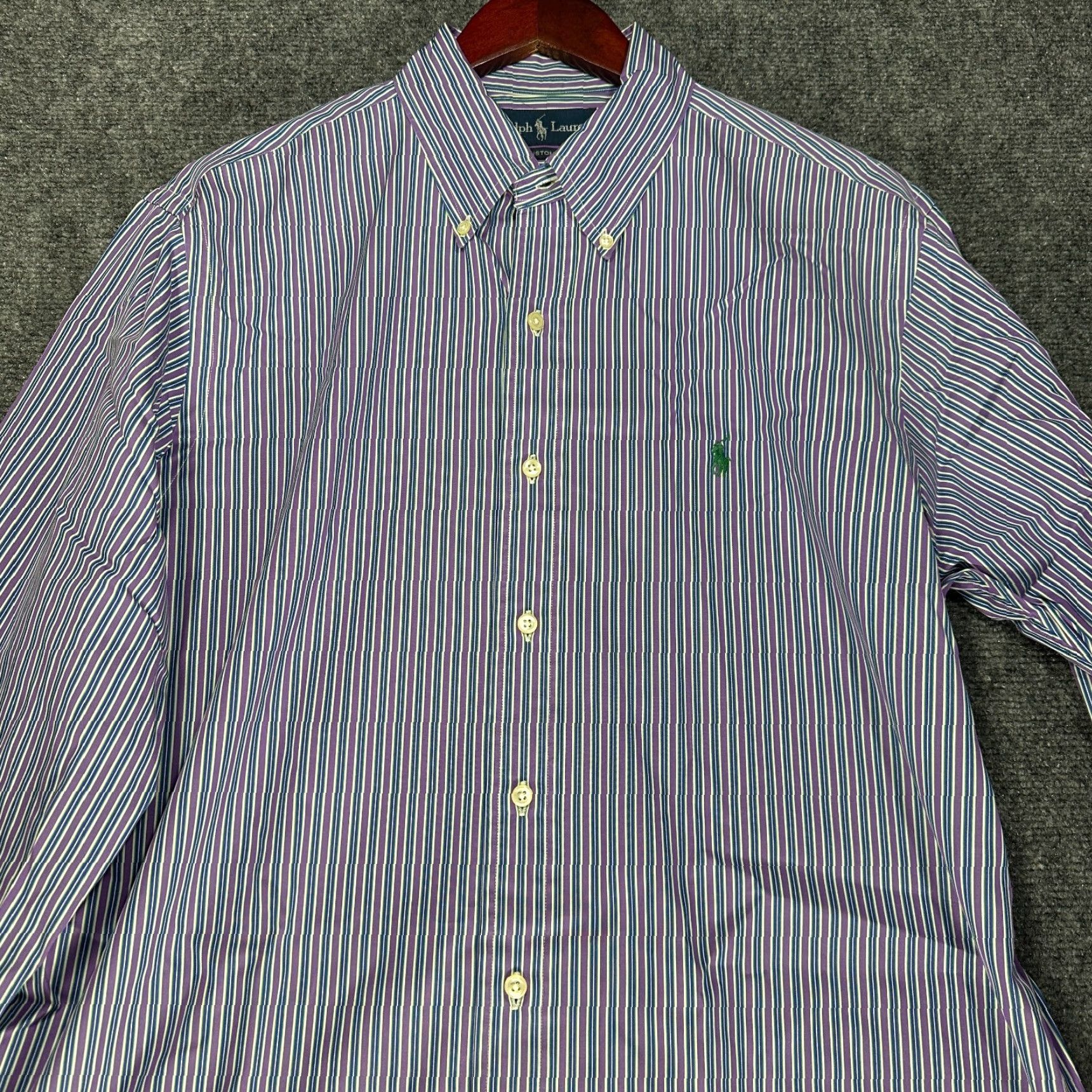 Ralph Lauren Ralph Lauren Shirt Mens 16.5 Custom Fit Button Down Purple Blue Stripe Cotton Size US XL / EU 56 / 4 - 4 Thumbnail