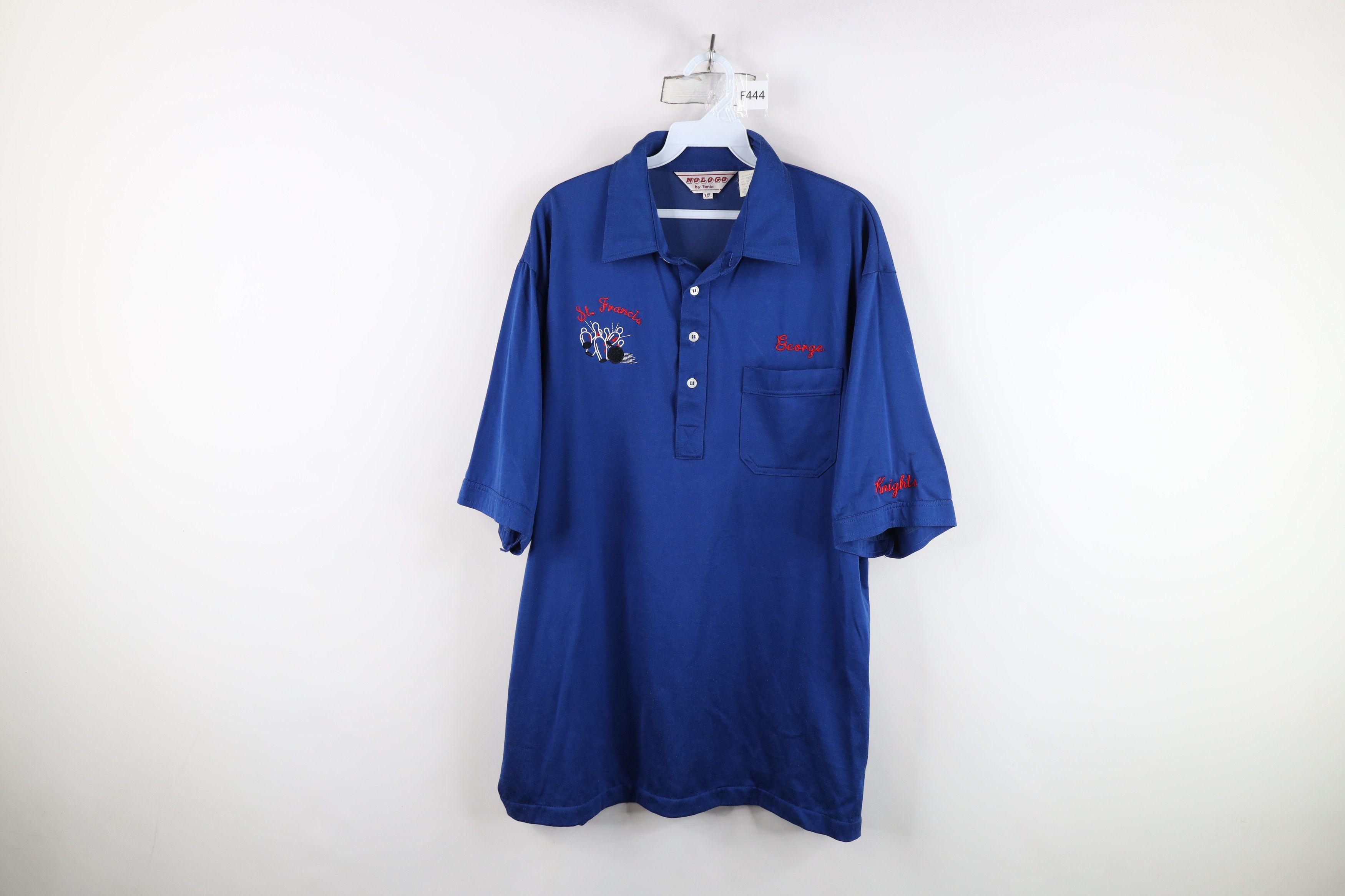 Vintage Vintage 70s 80s St Francis Bowling Collared Polo Shirt Blue Size US XXL / EU 58 / 5 - 1 Thumbnail
