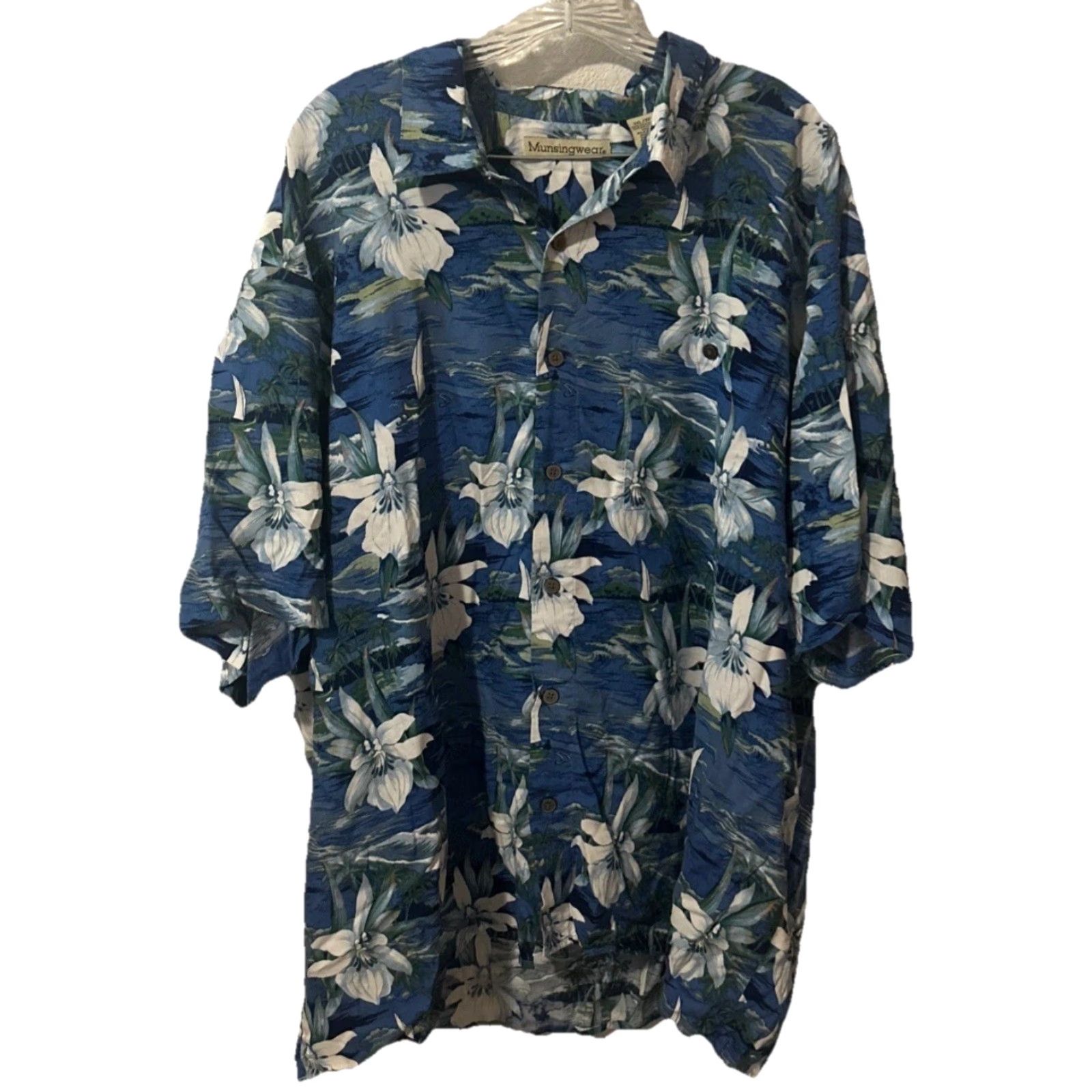 Vintage Munsingwear S/S Shirt 3XL Men's Button Up blue Hawaiian Floral pocket 1144 Size US XXL / EU 58 / 5 - 2 Thumbnail