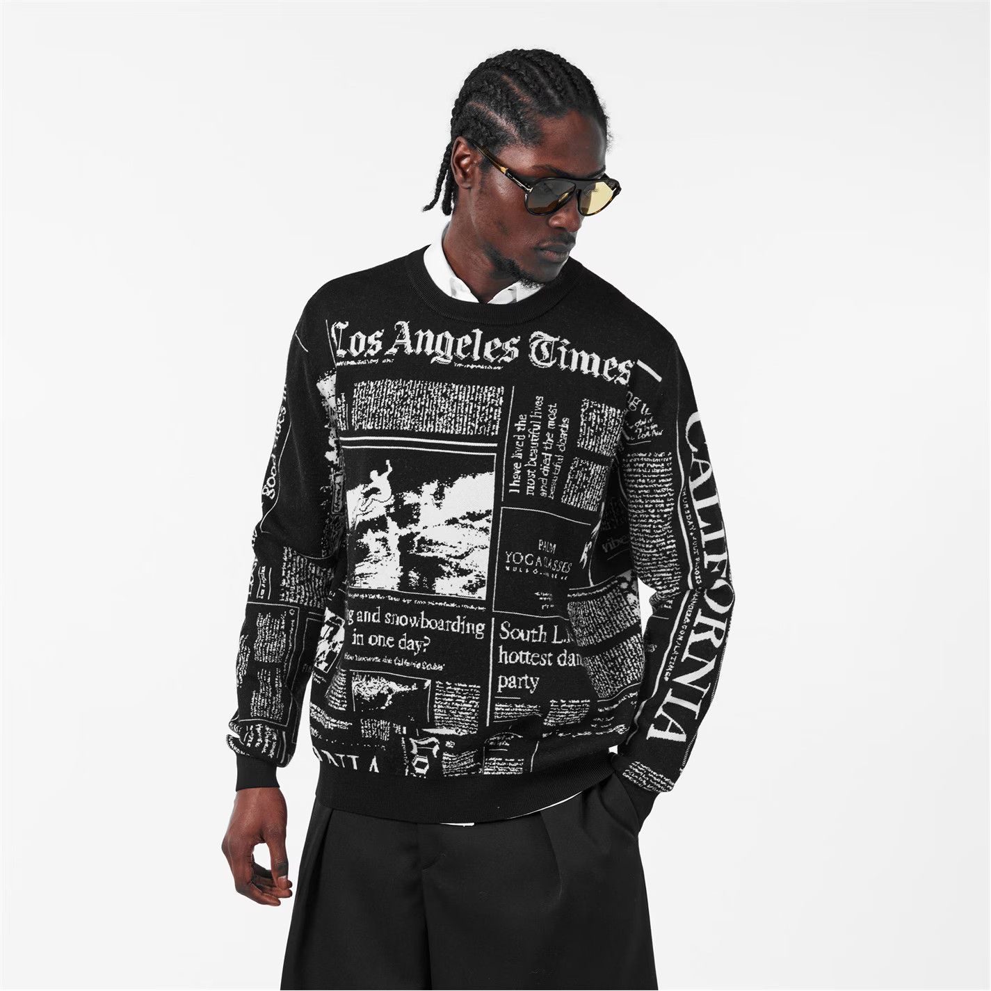 Palm Angels o1g2r1mq0426 Times News Sweater in Black Size US XL / EU 56 / 4 - 3 Thumbnail