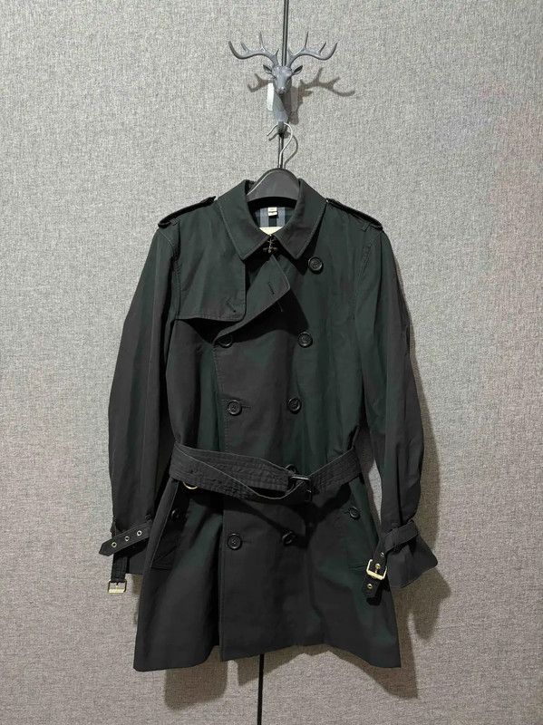 Burberry Burberry Black Leather Logo Embroidered Trench Coat Size US S / EU 44-46 / 1 - 1 Thumbnail