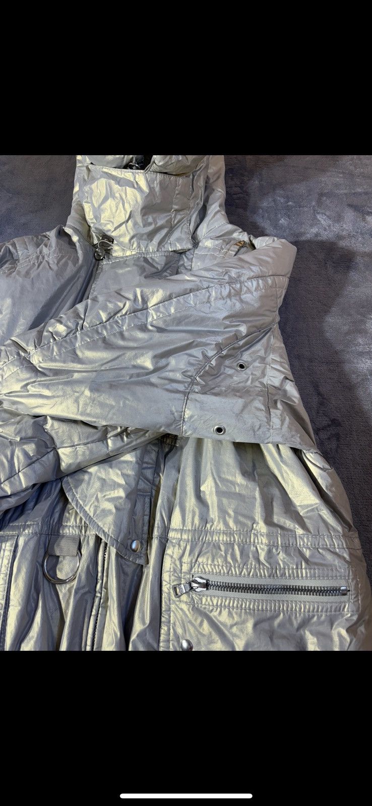 Prada Prada Silver Astro Moto Puffer Coat Size US M / EU 48-50 / 2 - 10 Thumbnail