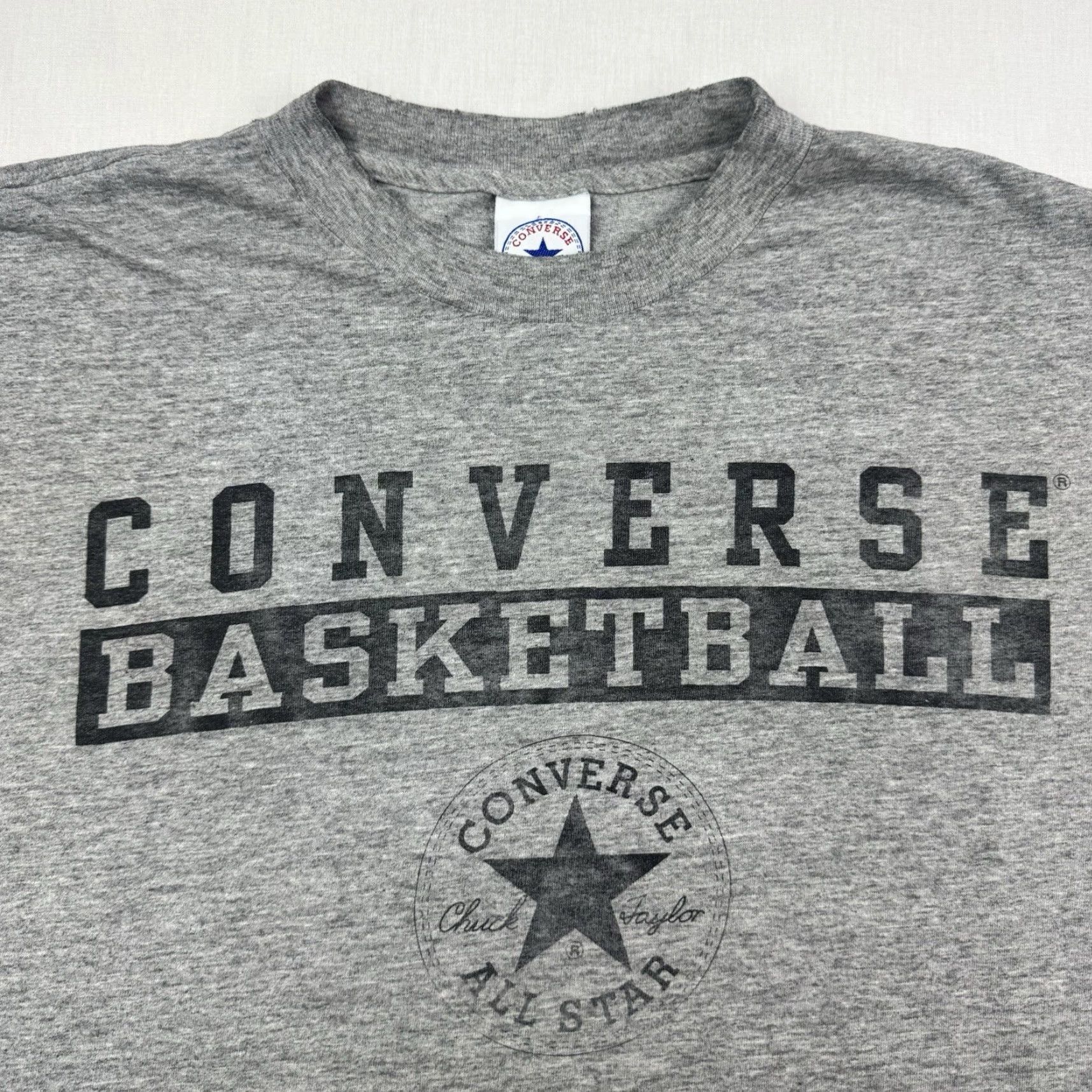 Converse VINTAGE Converse T Shirt Adult Large Gray Hipster 90s Y2K Sports Thrashed USA Mens Size US L / EU 52-54 / 3 - 7 Thumbnail