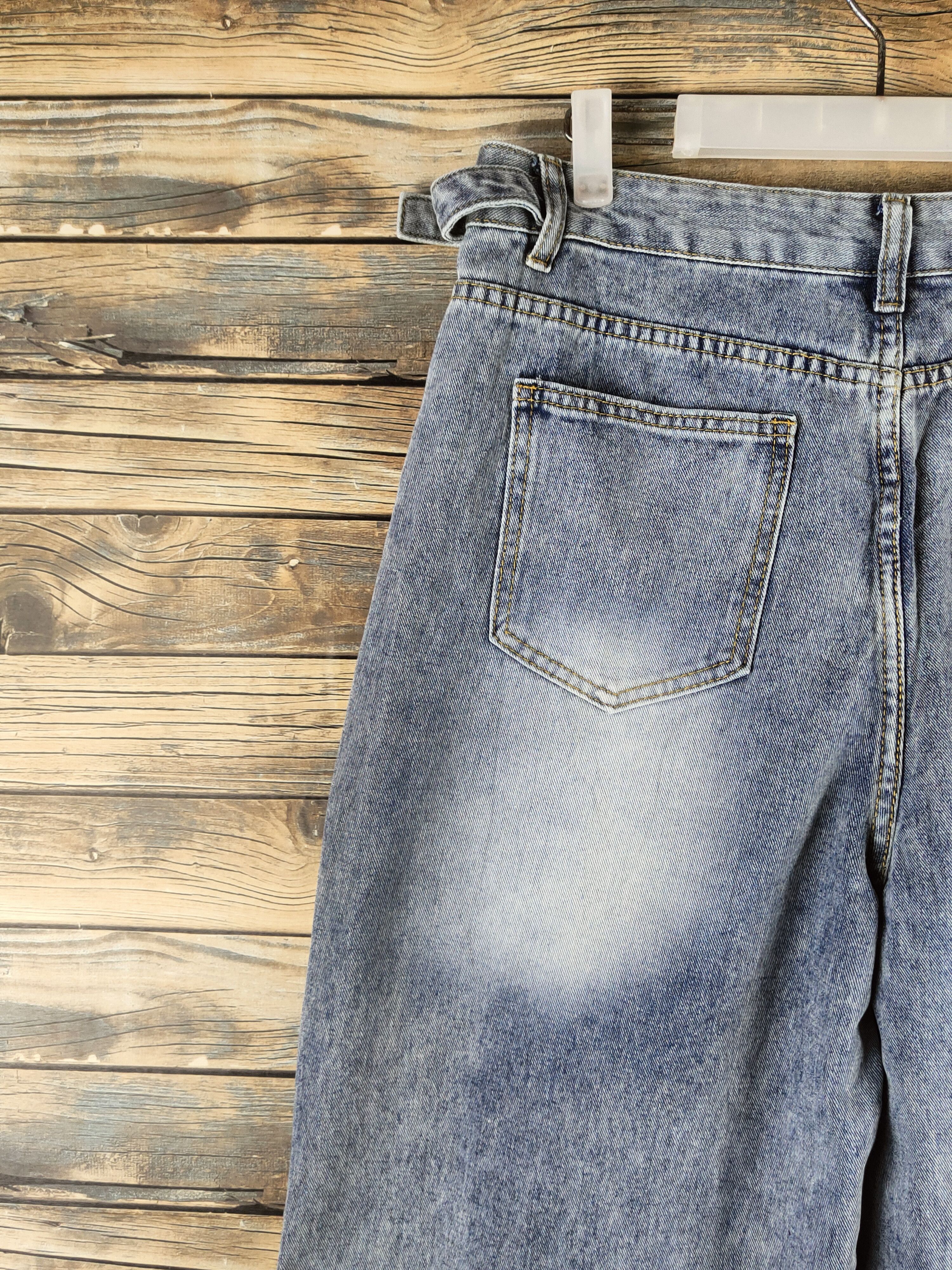 Japanese Brand D Japan Palazo Blue Distressed Ripped denim Jeans #S2912 Size 30" / US 8 / IT 44 - 8 Thumbnail