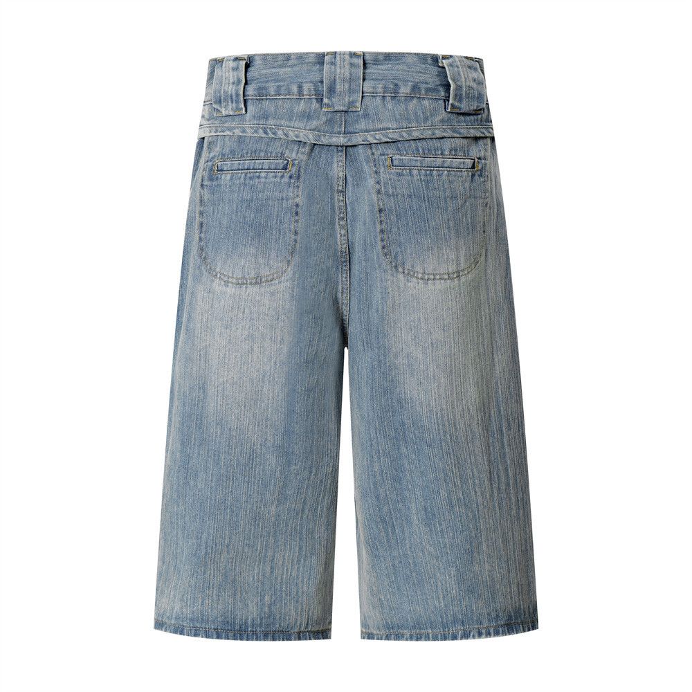 Japanese Brand × Jean Men's American retro loose straight washed denim shorts y2k Size US 32 / EU 48 - 3 Thumbnail