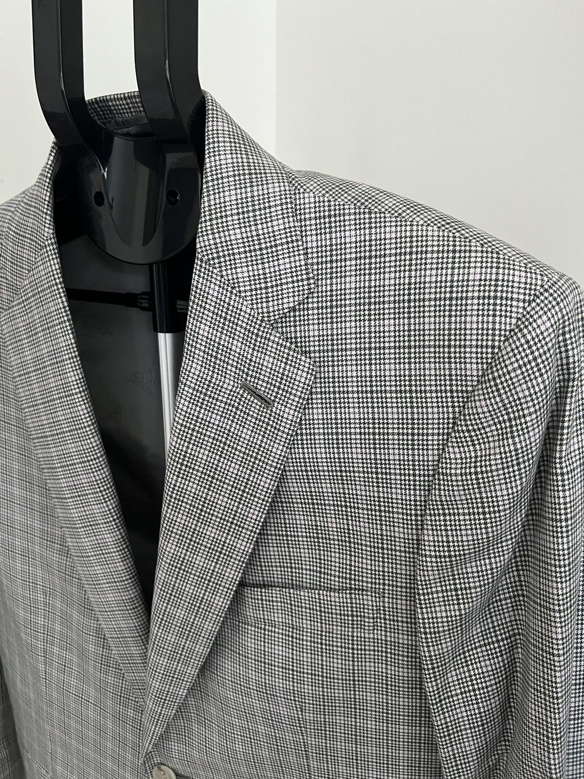 Barneys New York × Brioni Brioni Men’s 38R 48 IT Gray Houndstooth Wool Blazer Jacket Size 38R - 2 Thumbnail