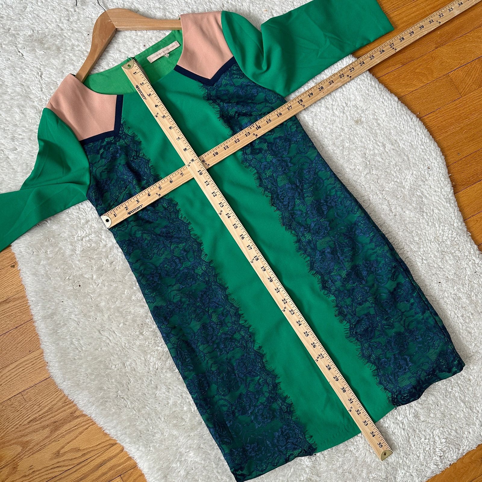 Anthropologie Anthropologie Colorblock Green Blue Lace Shift Dress S Size S / US 4 / IT 40 - 8 Thumbnail