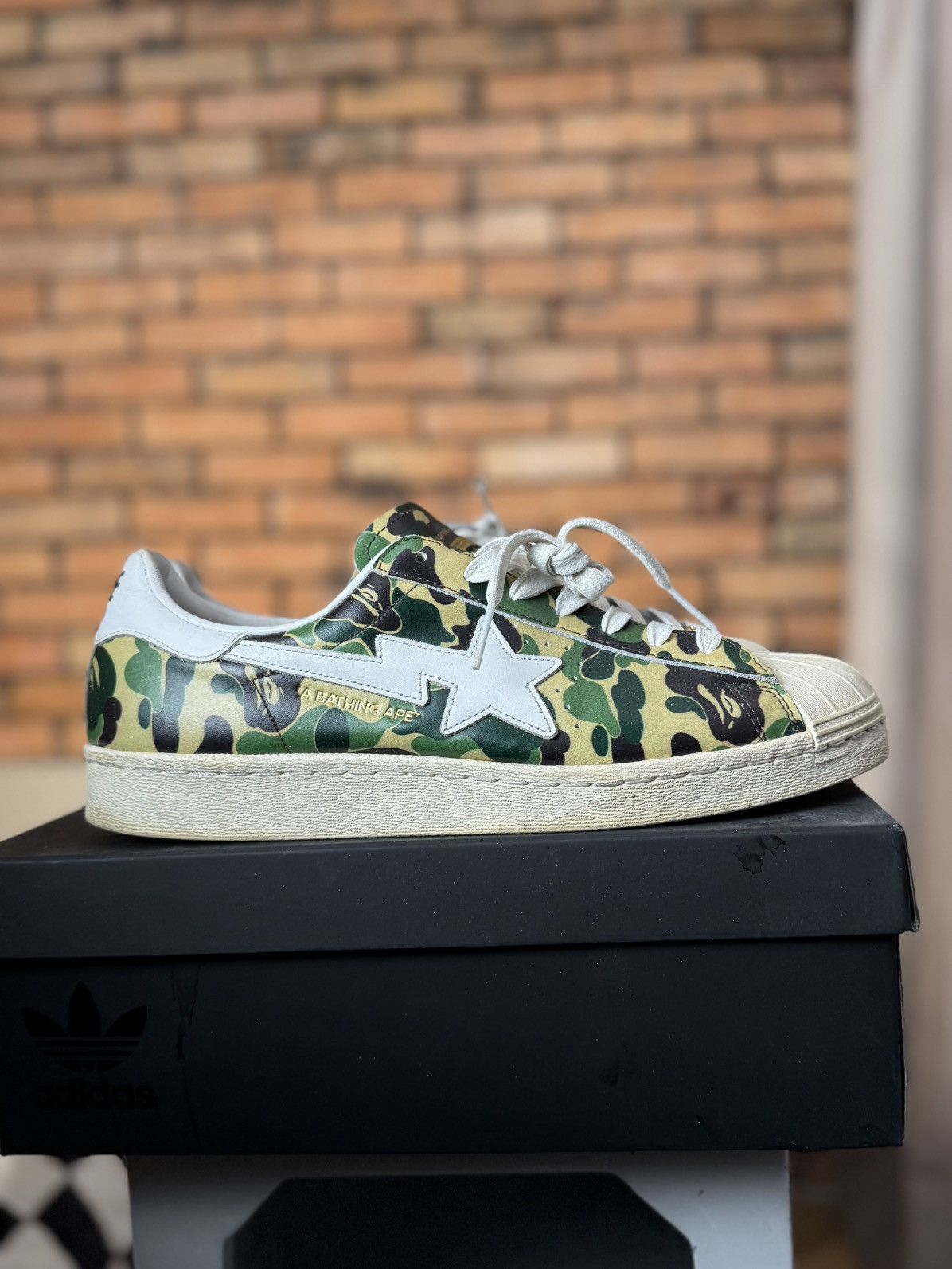 SUPERSTAR BAPE UNDFTD SHELL TOE CREAM/ GREEN CAMO ABC