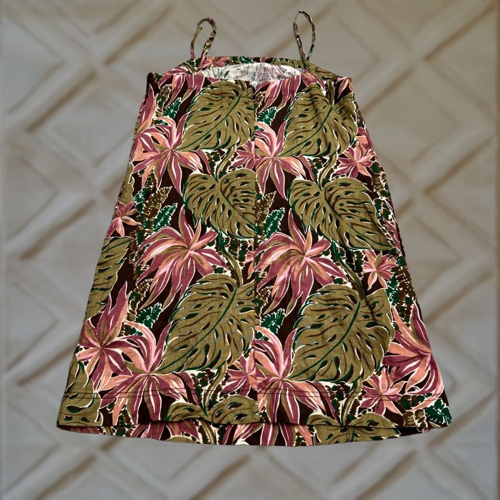 Madewell VINTAGE Madewell Goldie Linen Brushtroke Monstera Summer Mini Sun Dress Womens 0 Summer Size XS / US 0-2 / IT 36-38 - 1 Thumbnail