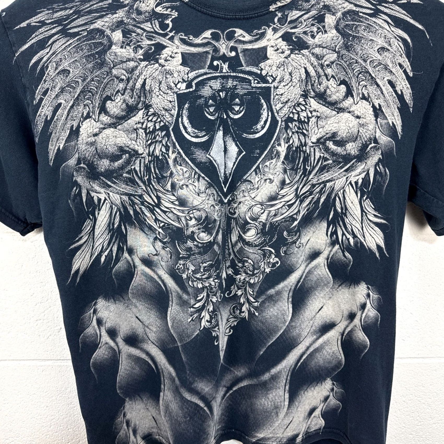 Gildan VINTAGE Gildan T-Shirt Cyber Goth Affliction Graphic Crew Neck Short Sleeve XL Black Men Size US XL / EU 56 / 4 - 2 Thumbnail