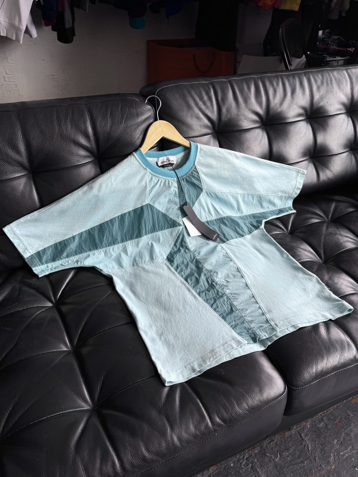 Stone Island Stone Island Nylon Metal Compass Big Logo Aqua Tee Shirt Size US S / EU 44-46 / 1 - 21 Thumbnail