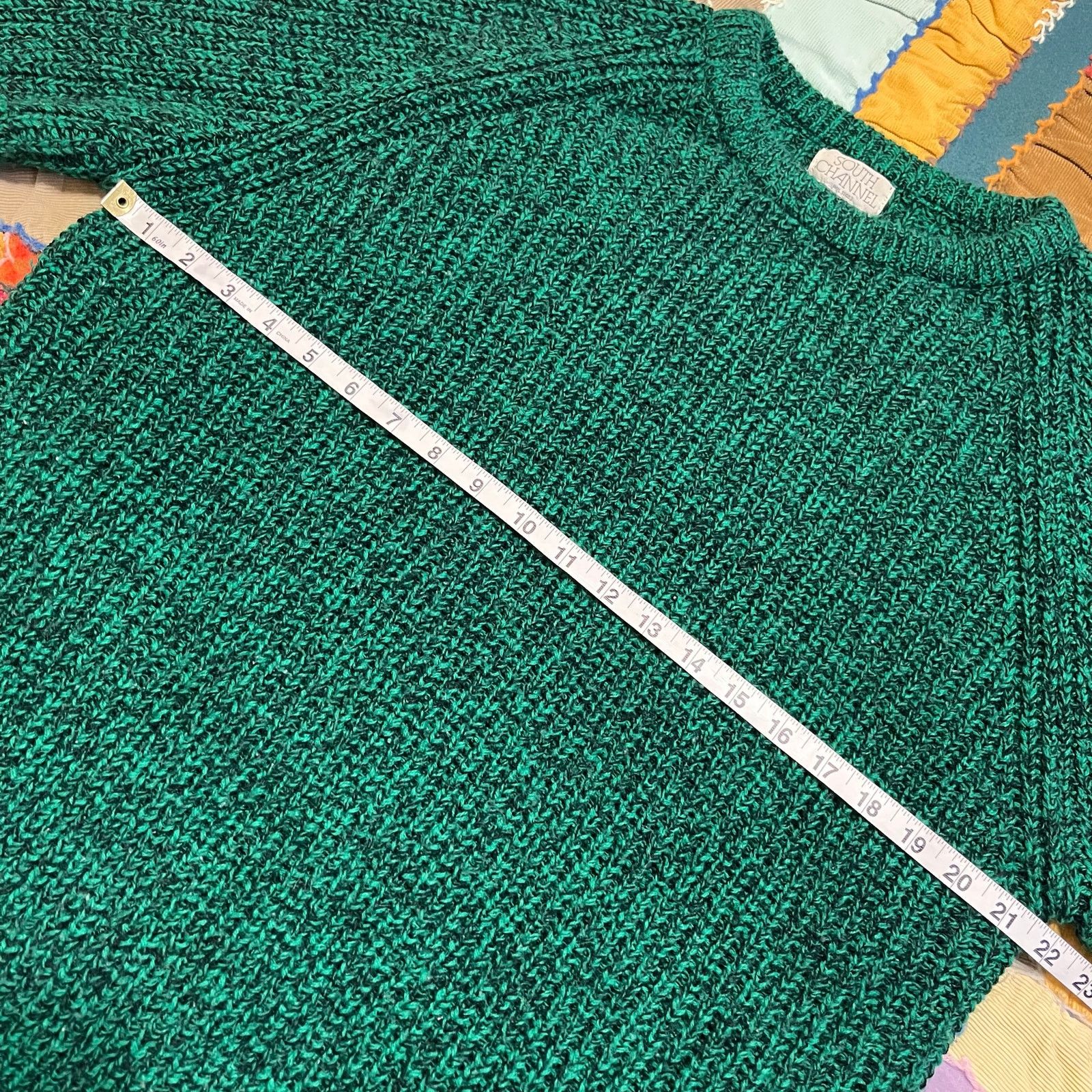 Other Vintage South Channel Green w/ Black Tightly Knitted Sweater Size US L / EU 52-54 / 3 - 5 Thumbnail