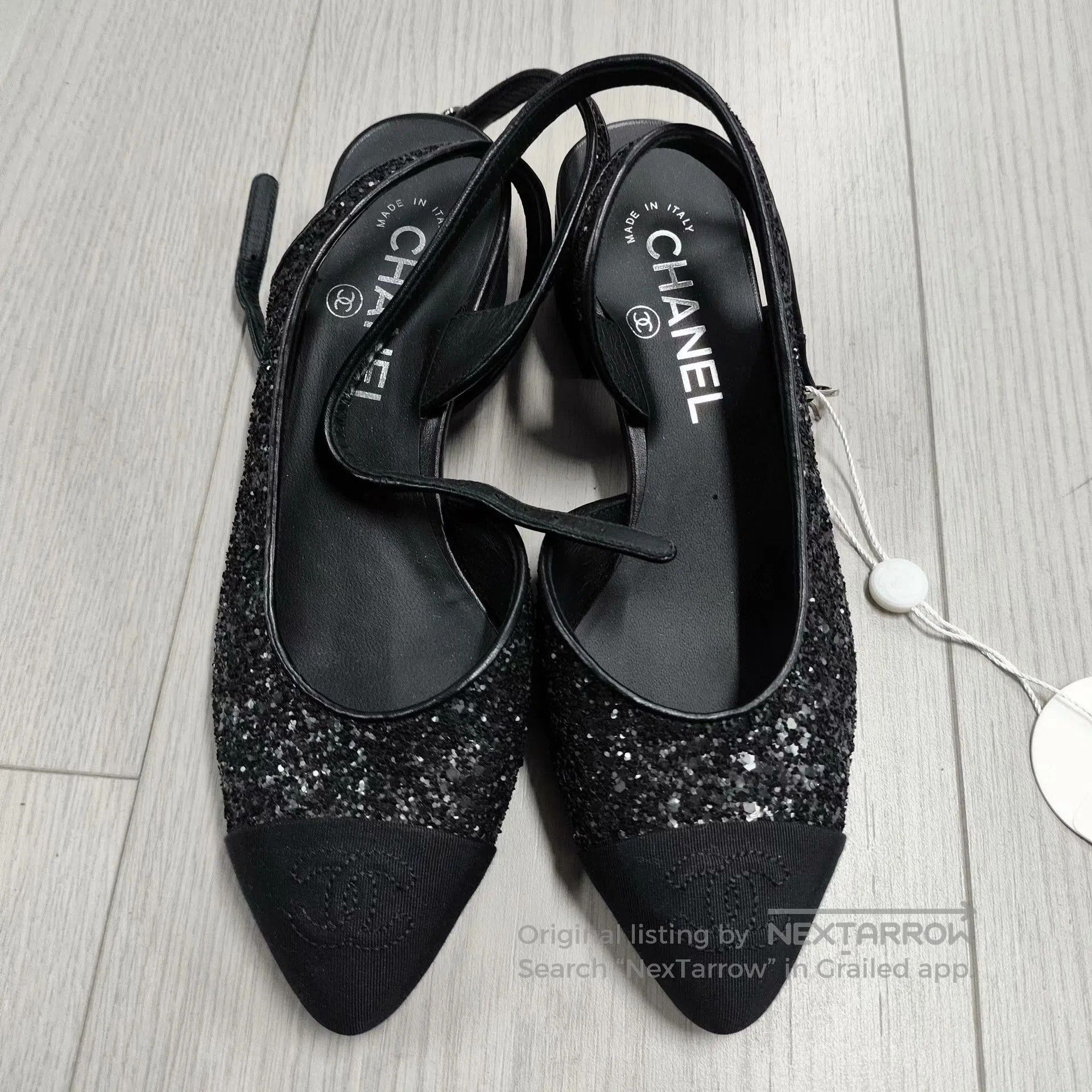 Chanel Chanel Black Rhinestone Low. Size US 5.5 / IT 35.5 - 1 Thumbnail