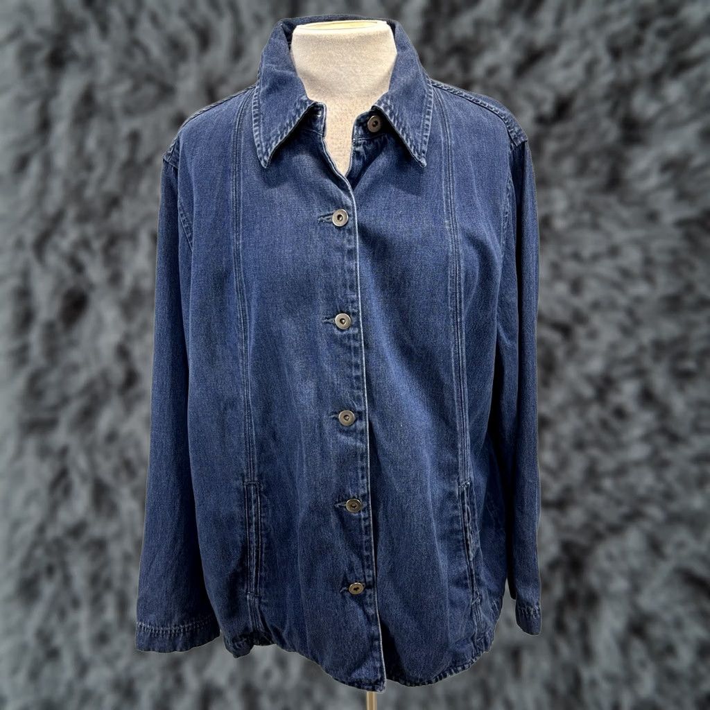 Coldwater Creek Coldwater Creek Denim Chambray Jacket Women’s 2X Plus Blue Button Up Shacket Mens Womens Boys Girls Size XXL / US 16-18 / IT 52-54 - 1 Thumbnail