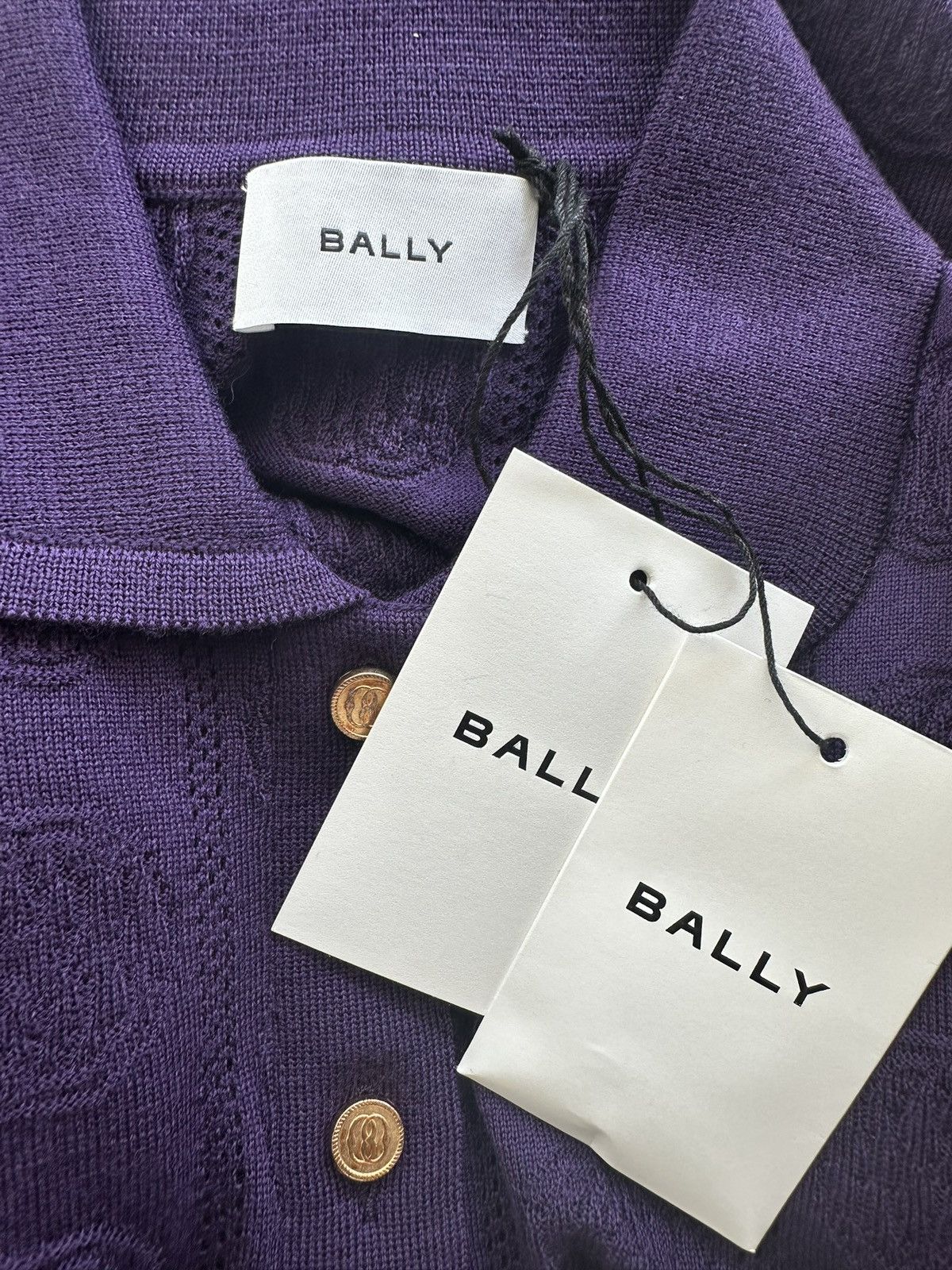 Bally Logo Woven Polo Collared Cardigan w/ Gold Button Size XXS / US 00 / IT 34 - 5 Thumbnail