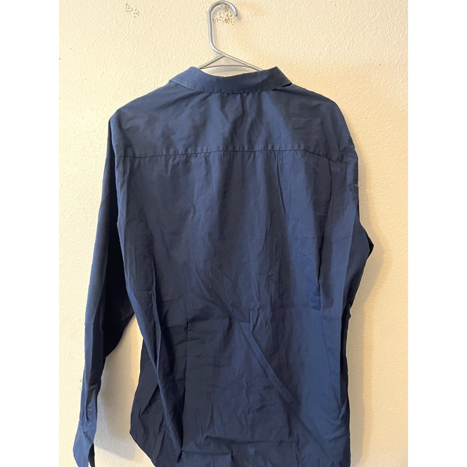 Calvin Klein Calvin Klein Shirt Navy Blue Solid Slim Fit 100% Cotton Dress Shirt L Men with Shimmer Size US L / EU 52-54 / 3 - 3 Thumbnail