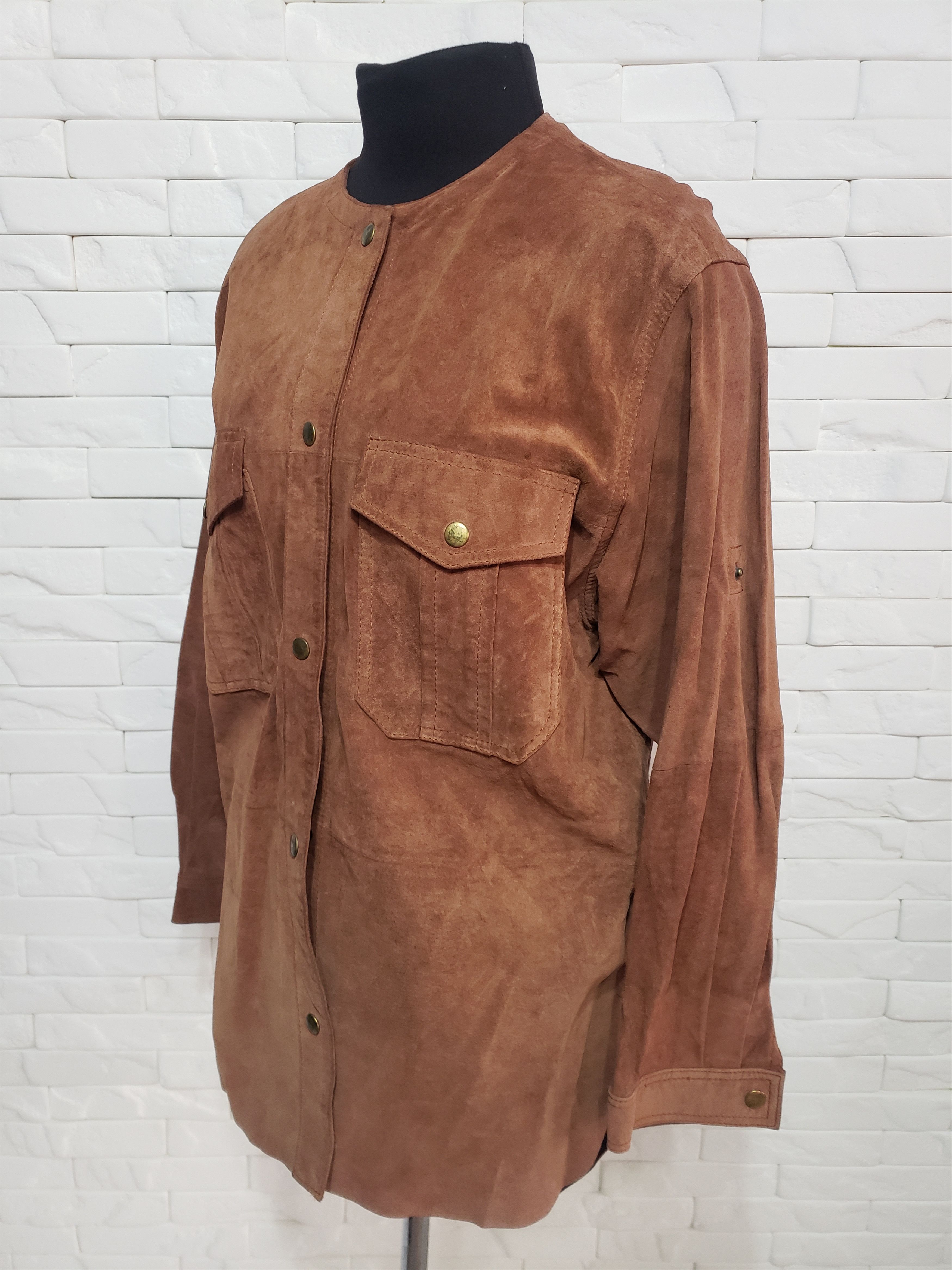 Genuine Leather Stylish women's shirt made of genuine suede. Size XXL / US 16-18 / IT 52-54 - 2 Thumbnail
