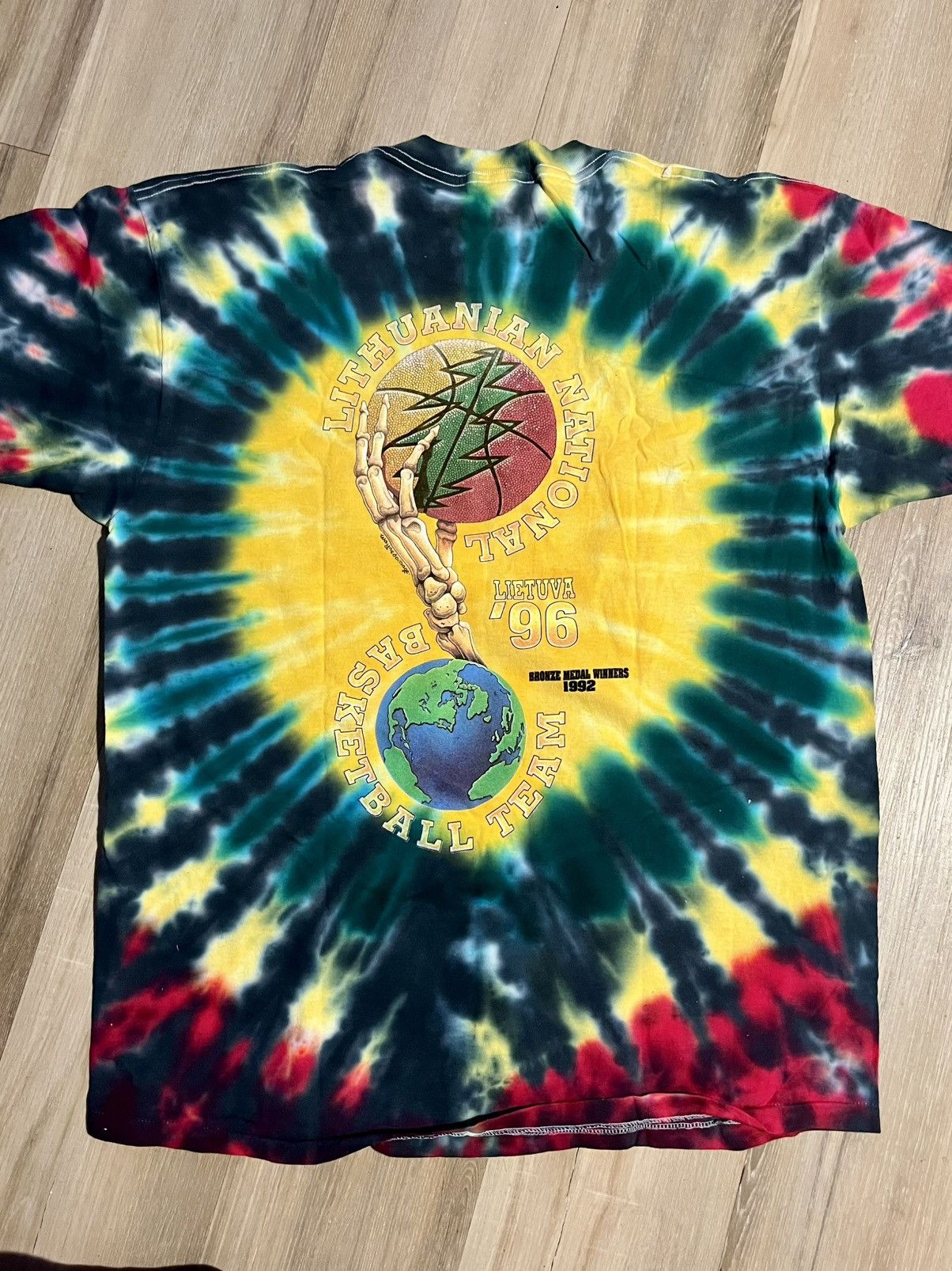 Vintage Grateful Dead 1996 Lithuania tie-dye basketball T-shirt Size US XL / EU 56 / 4 - 12 Thumbnail