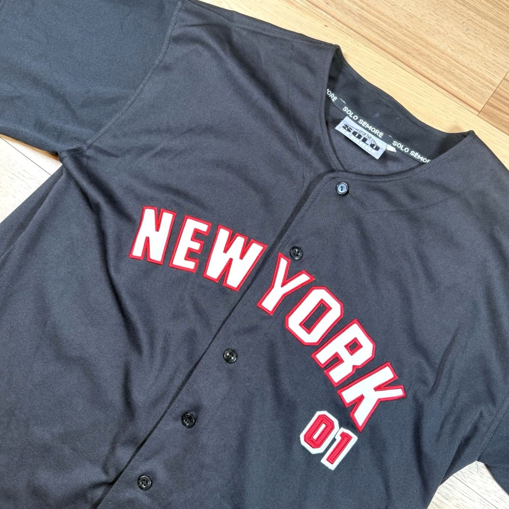 Vintage VINTAGE Baseball Jersey Mens XL Black New York 90s Button Jersey 90s Mens Size US XL / EU 56 / 4 - 2 Thumbnail