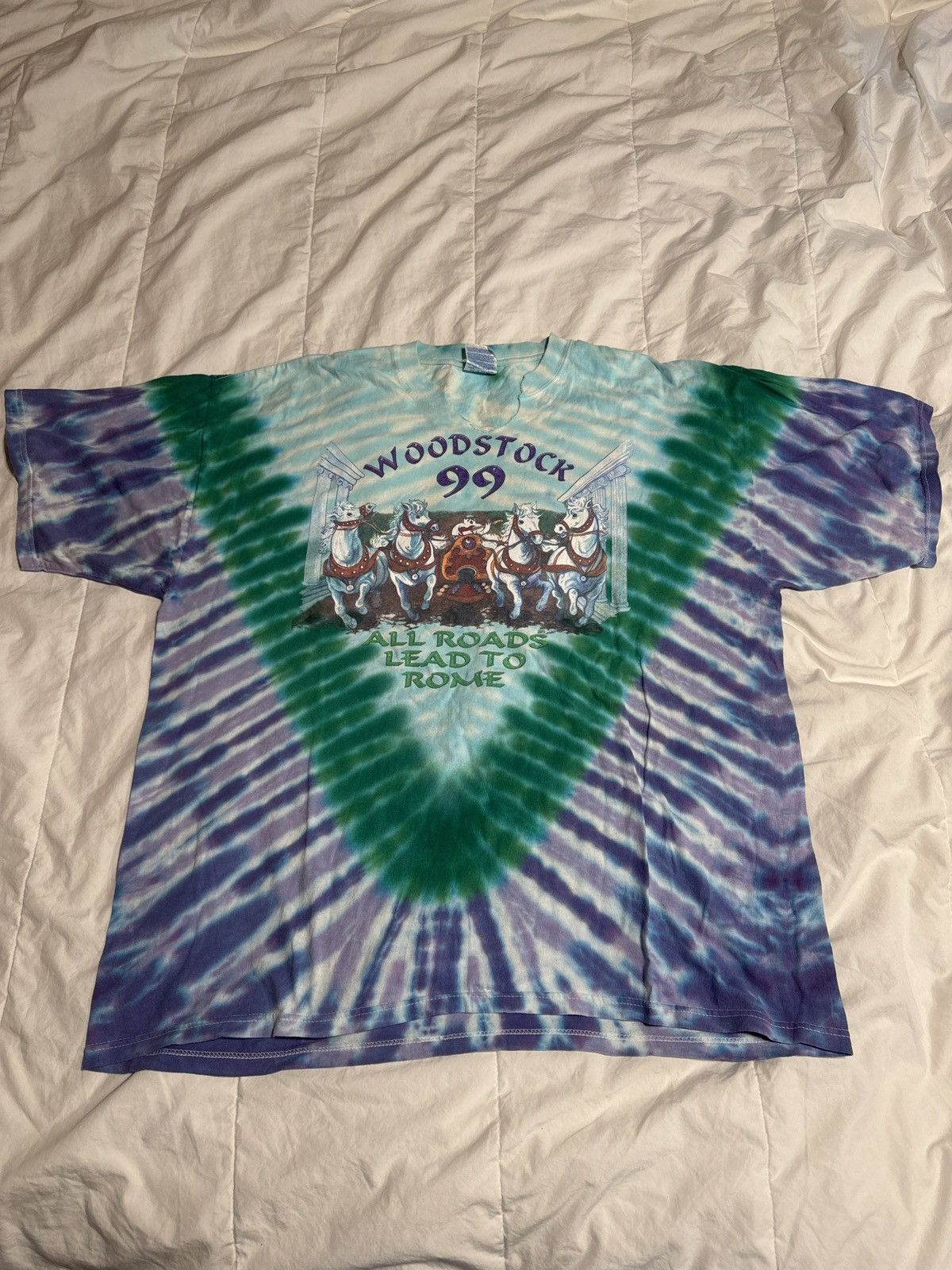 Vintage Vintage 99’ Woodstock Tie Dye Double Sided Tee Size US XXL / EU 58 / 5 - 3 Thumbnail