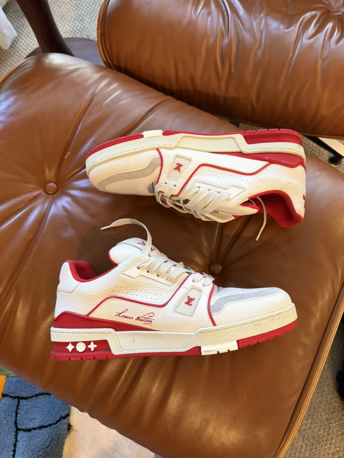 Louis Vuitton Louis Vuitton LV Trainer Red White Size US 10 / EU 43 - 2 Thumbnail