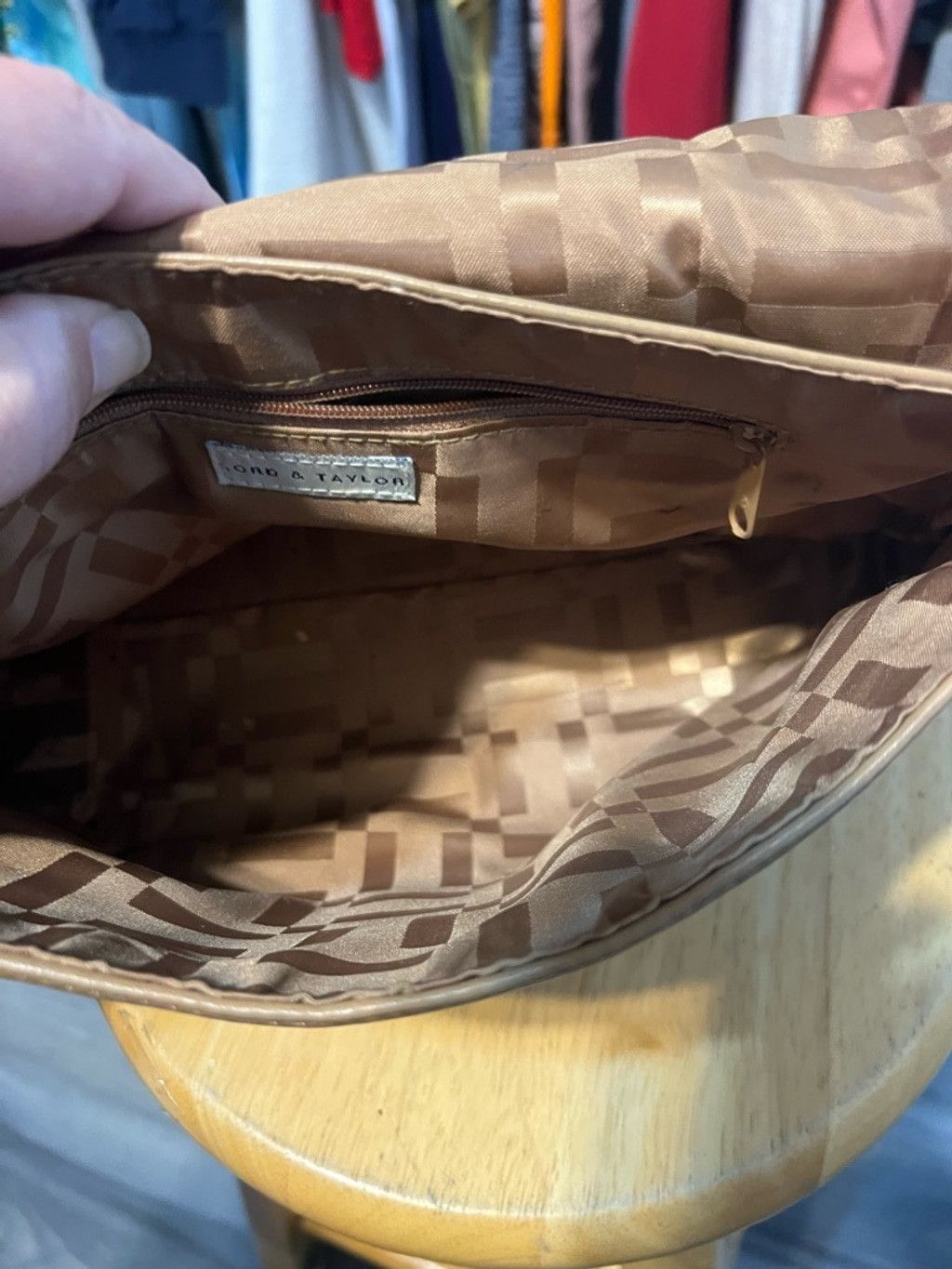Lord & Taylor Women's Lord & Taylor Tan Leather Shoulder Bagu in Size ONE SIZE - 5 Thumbnail