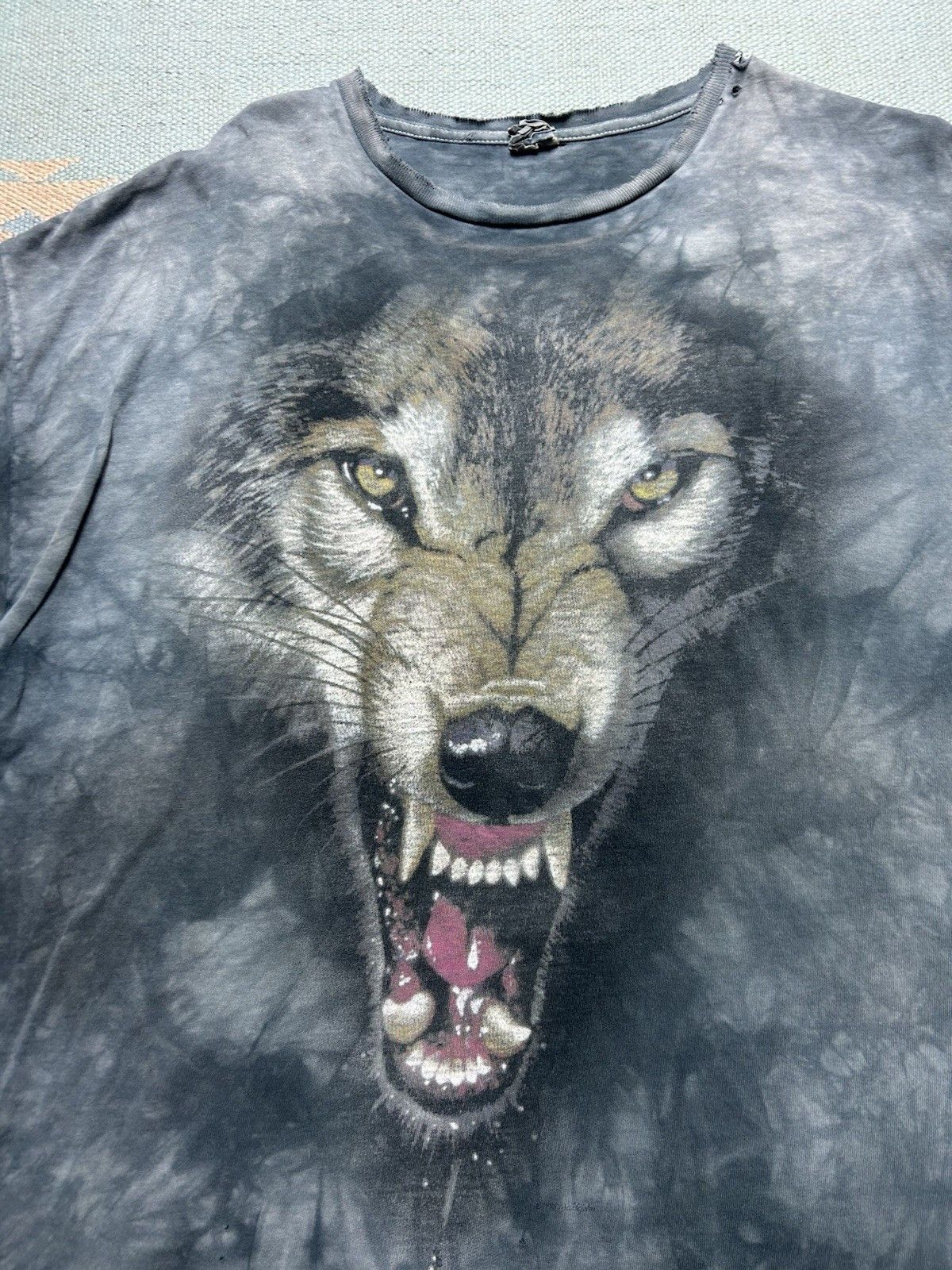 Vintage Vtg t shirt tie dye wolf animal big face nature distresse XL Size US XL / EU 56 / 4 - 2 Thumbnail